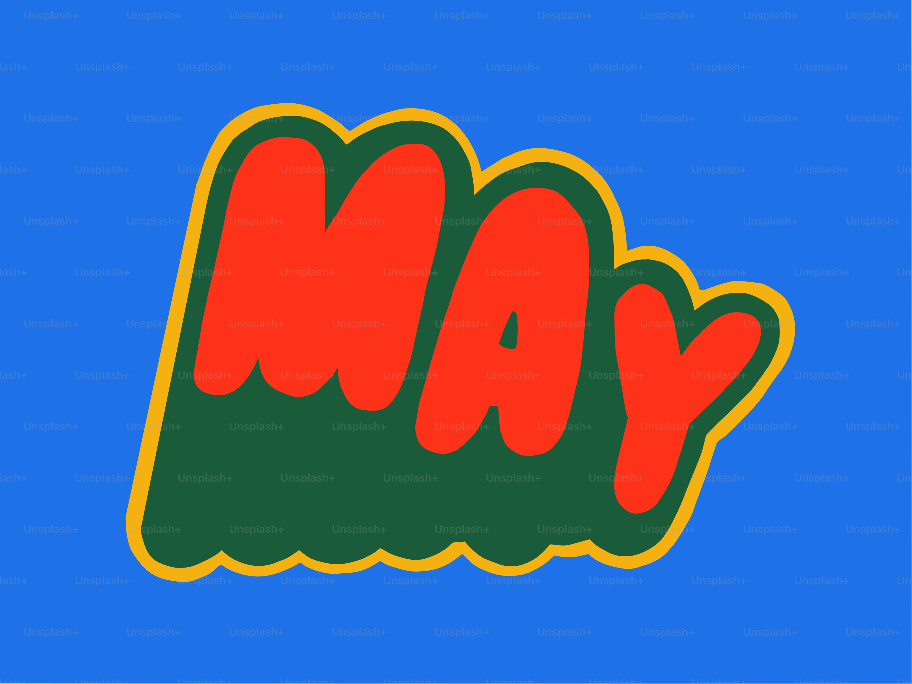 The word may in red and green lettering.