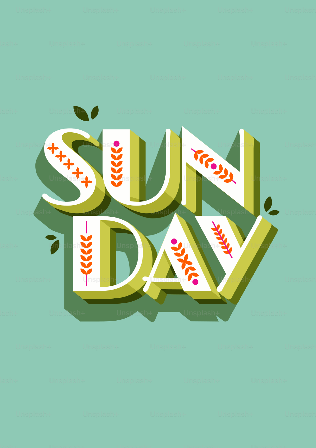 장식 글씨로 새겨진 'Sunday'라는 단어