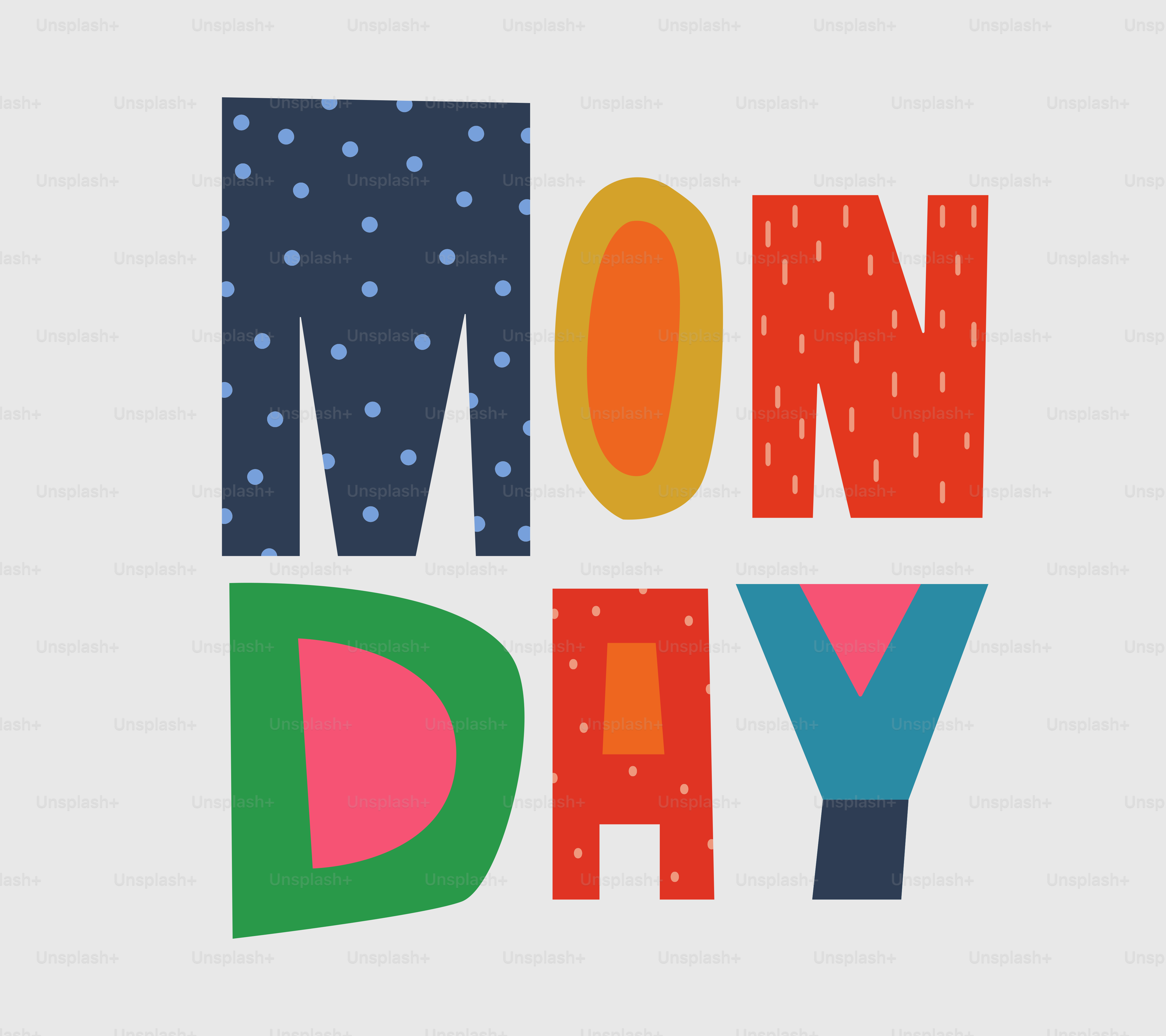 Lettere colorate formano la parola lunedì