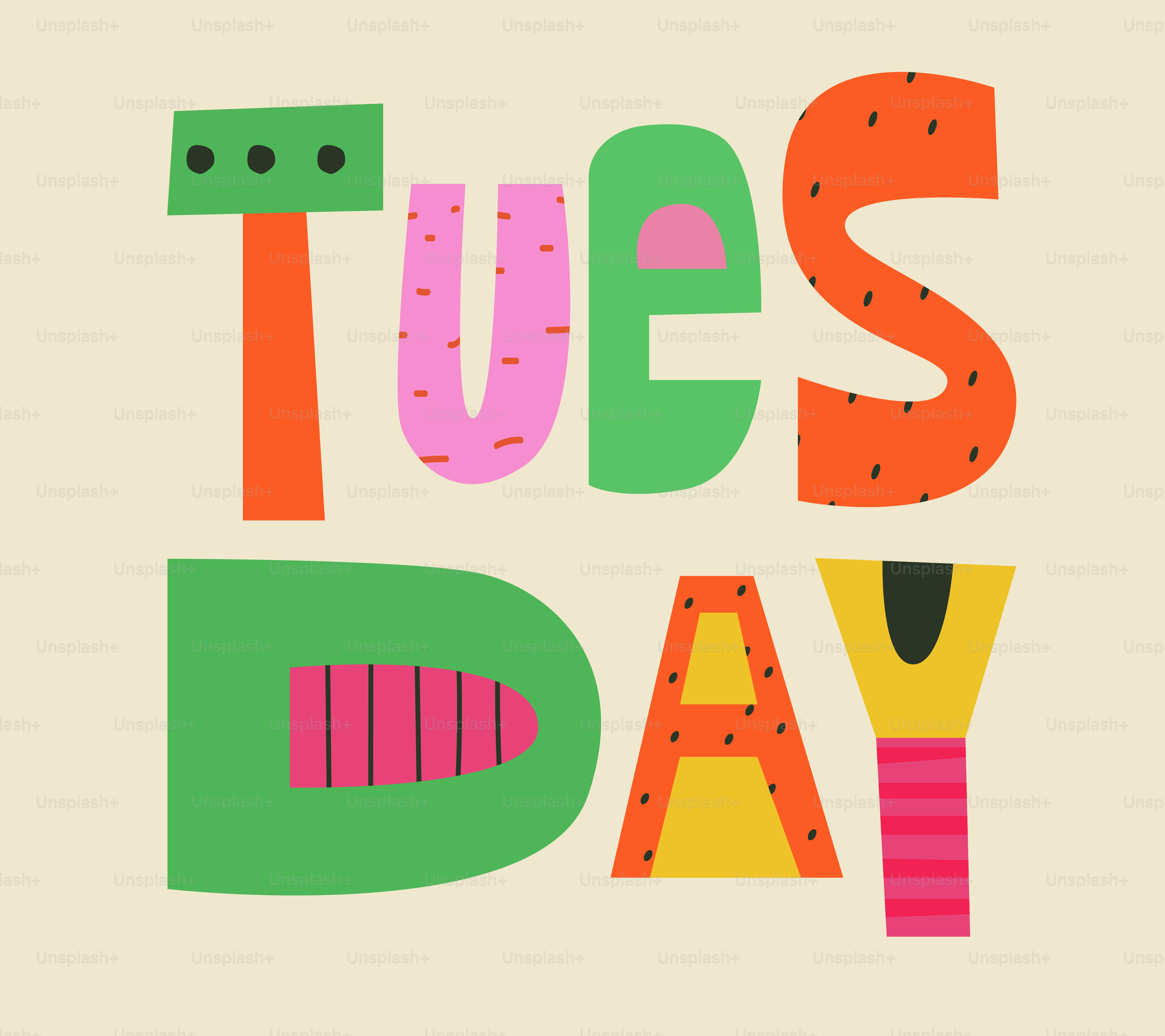 Lettere colorate formano la parola martedì