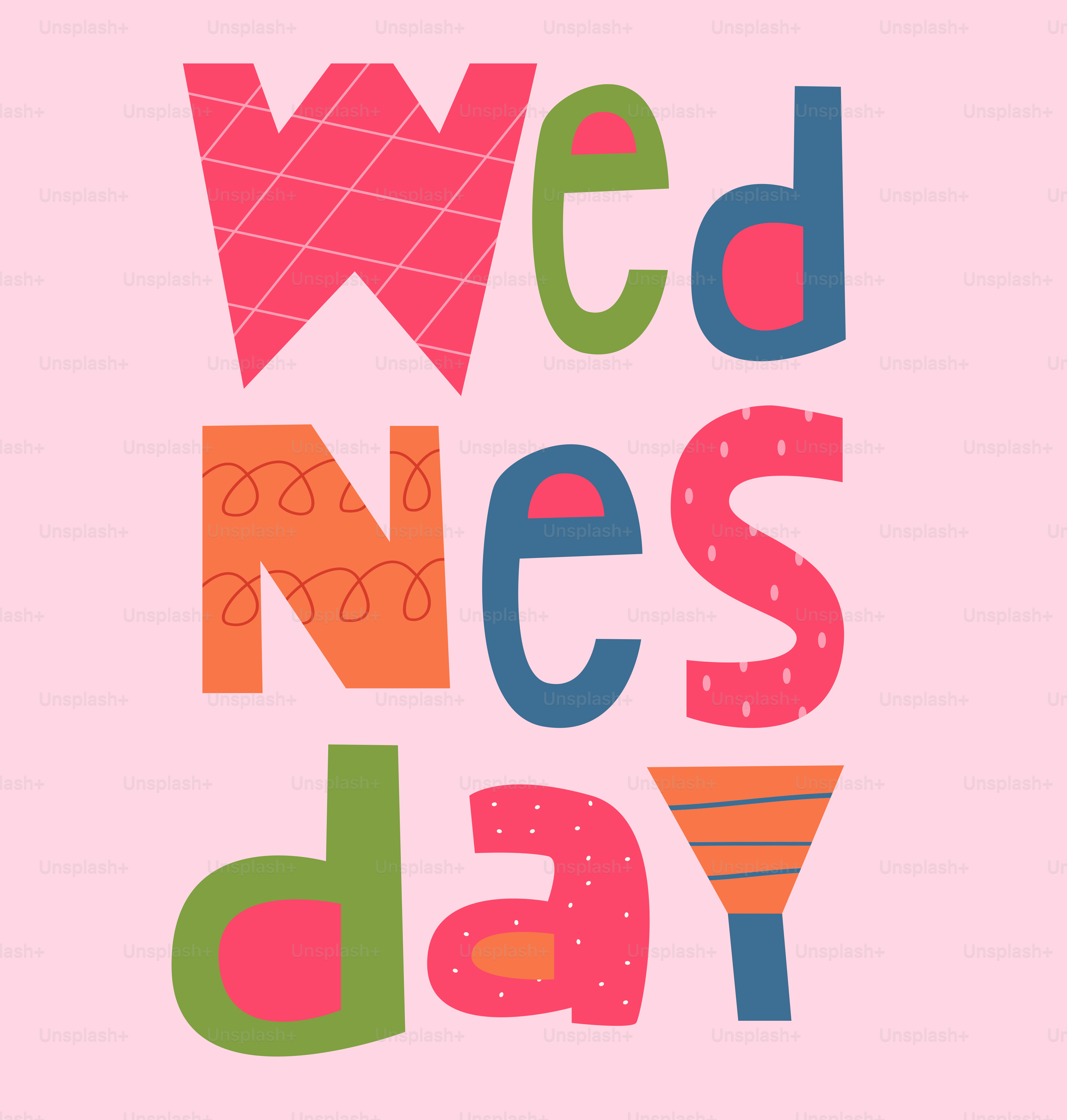 Lettere colorate formano la parola mercoledì