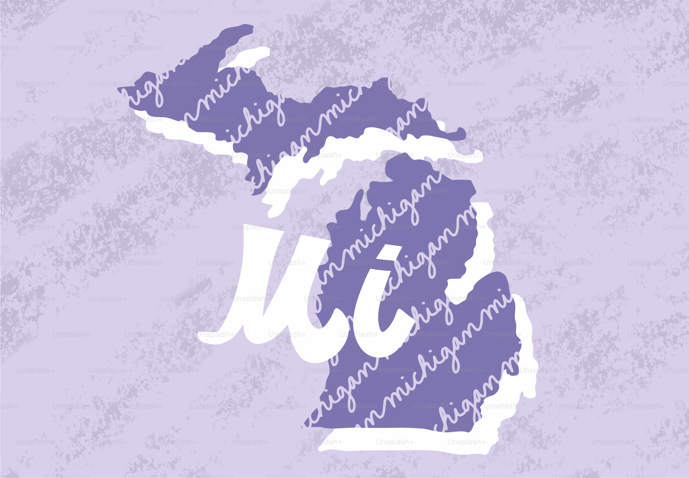 Outline of michigan filled with text