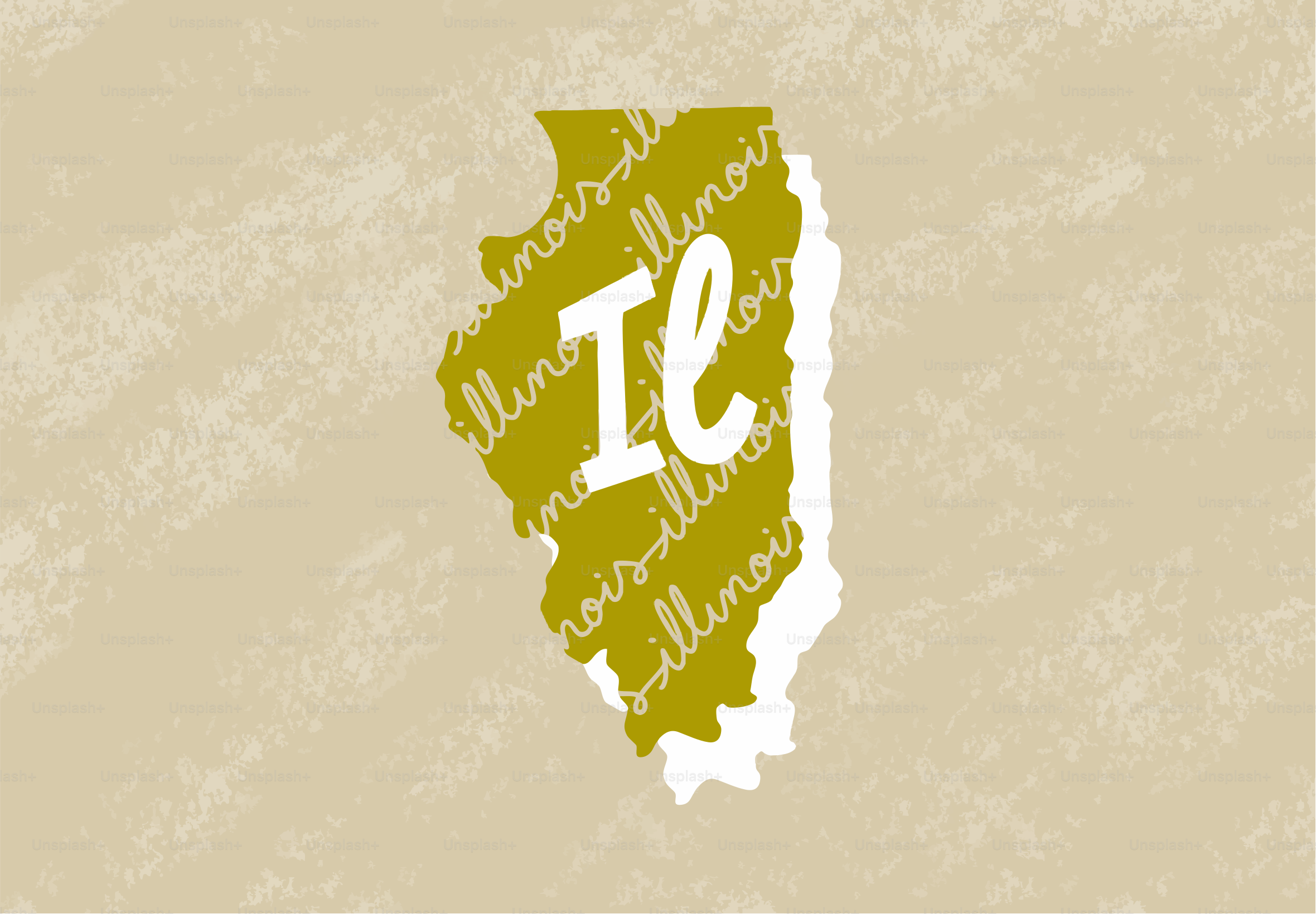 Outline of illinois with "illinois" text