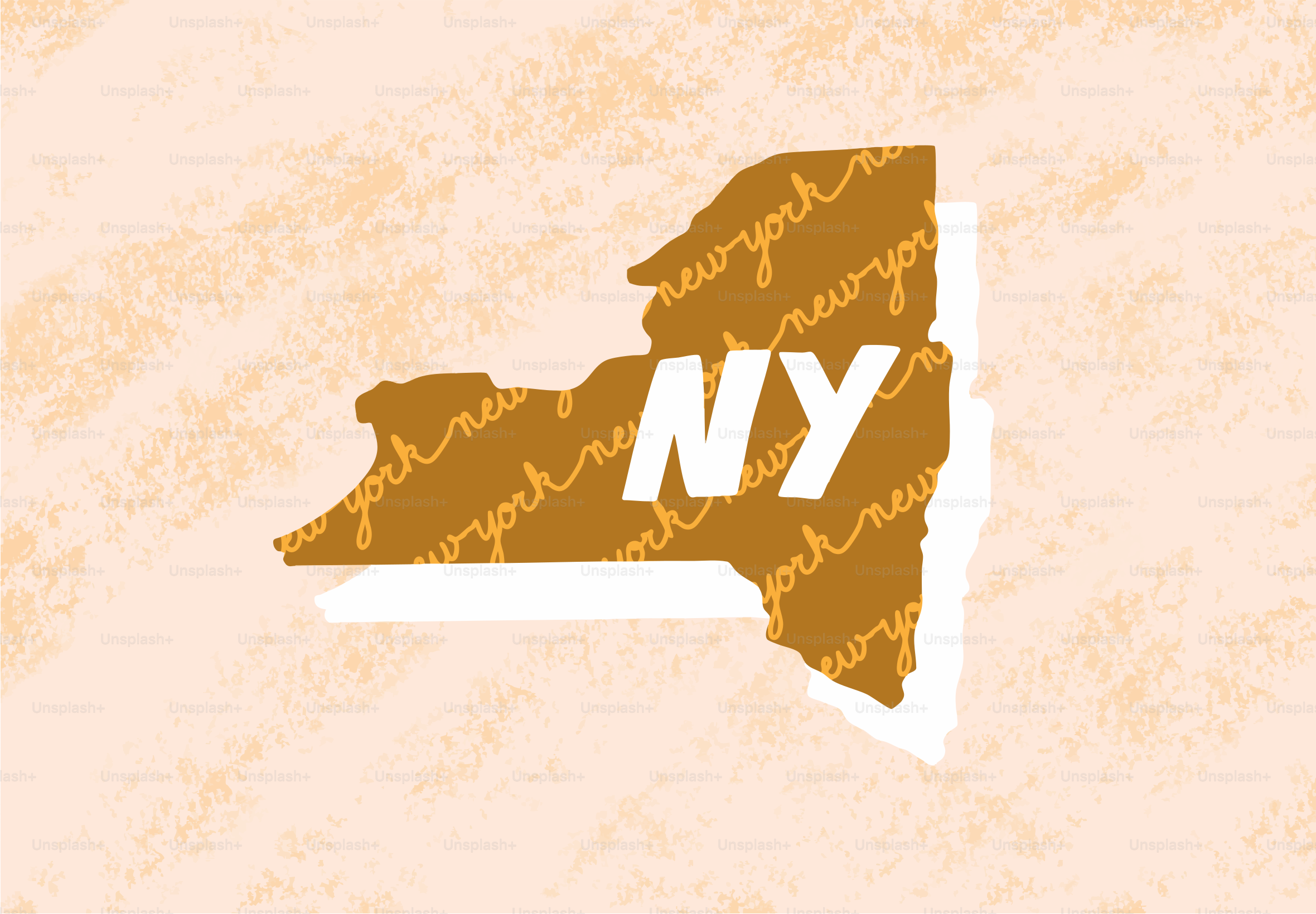 New york state outline with ny text