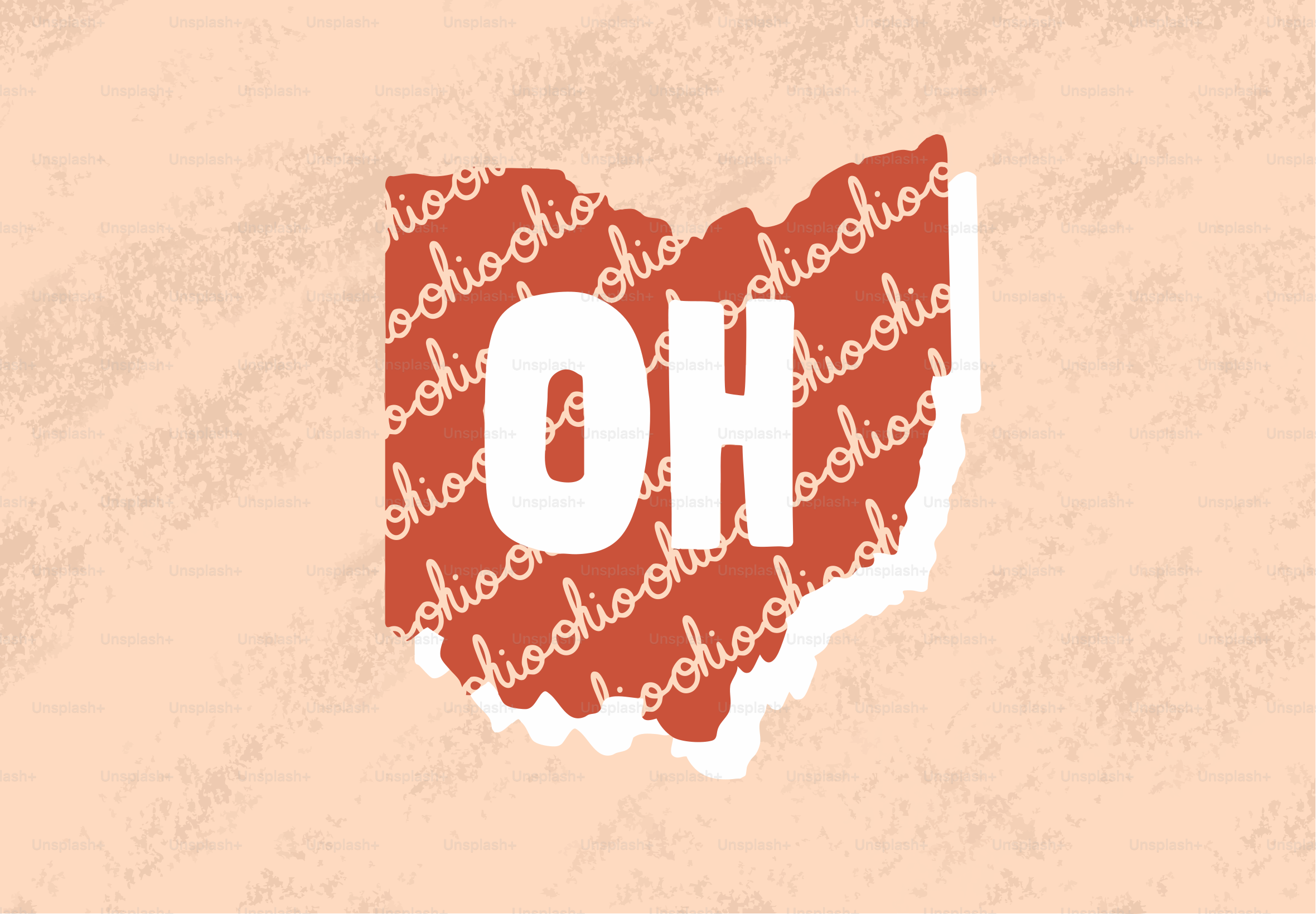 Plan de l’État de l’Ohio avec un texte « oh »