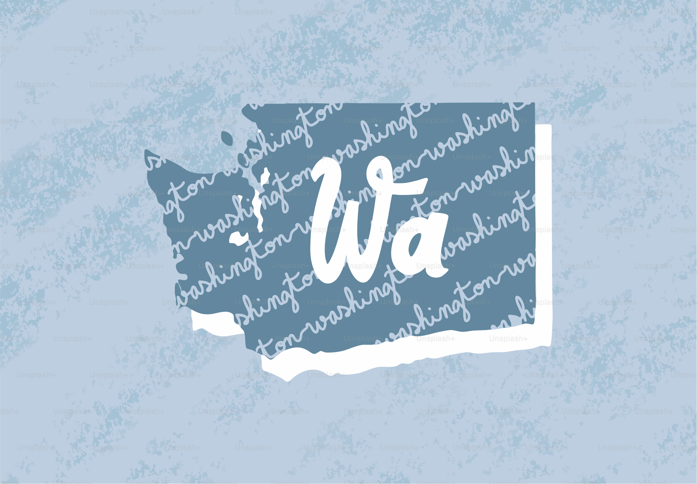 ワシントン州のアウトラインには「wa」と「washington」のテキストが入っています