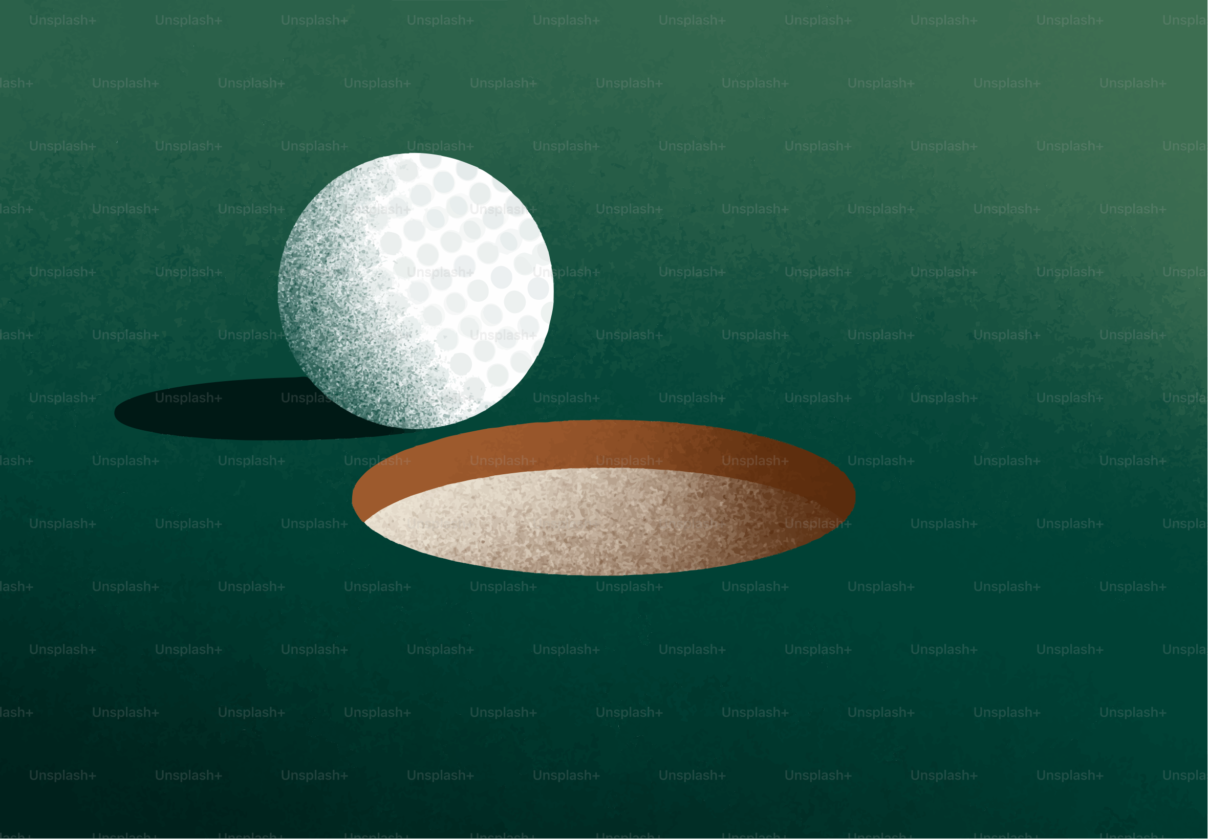 ゴルフボールがグリーンのホール近くに置かれています