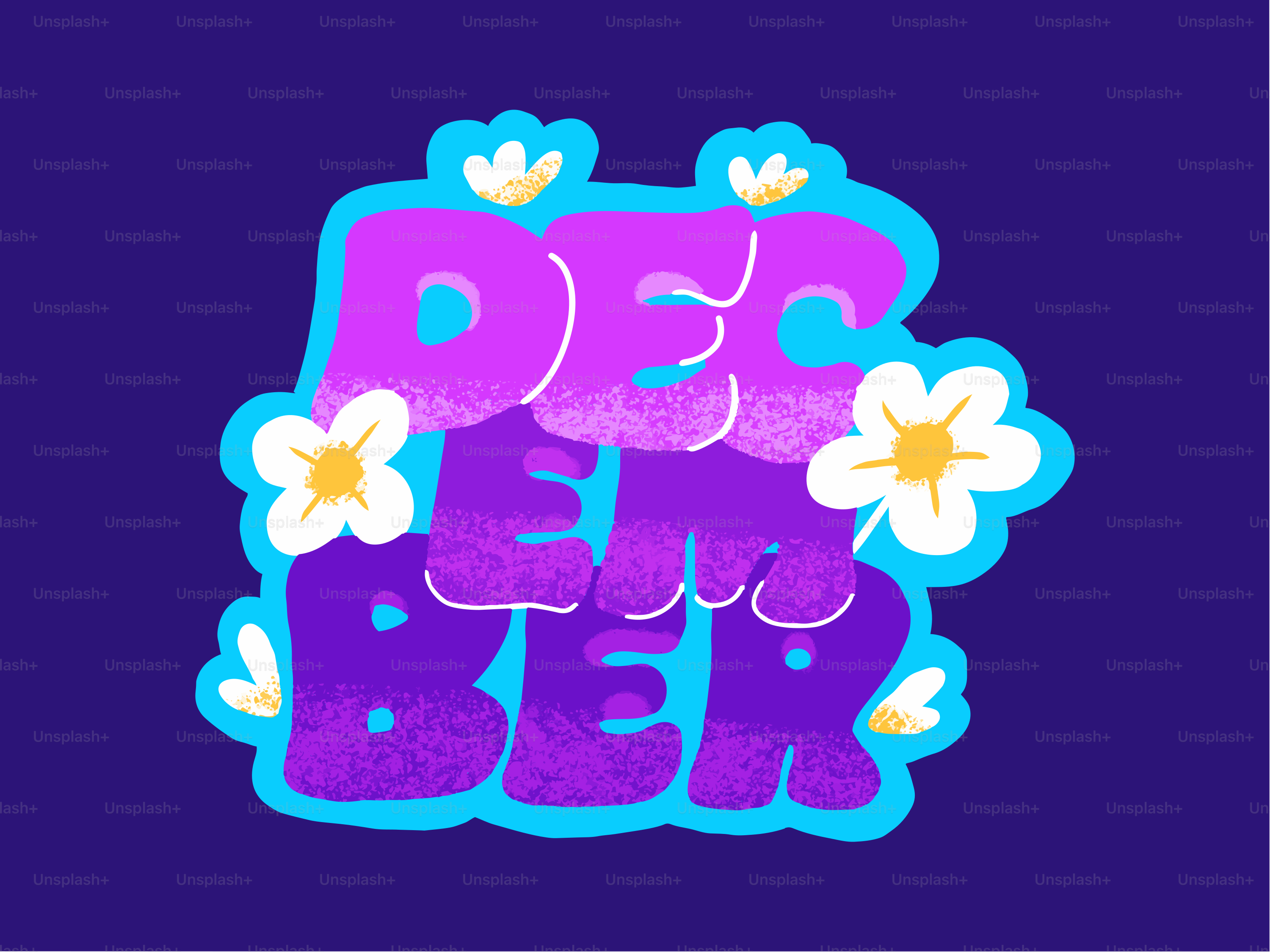 The word december in colorful lettering with flowers