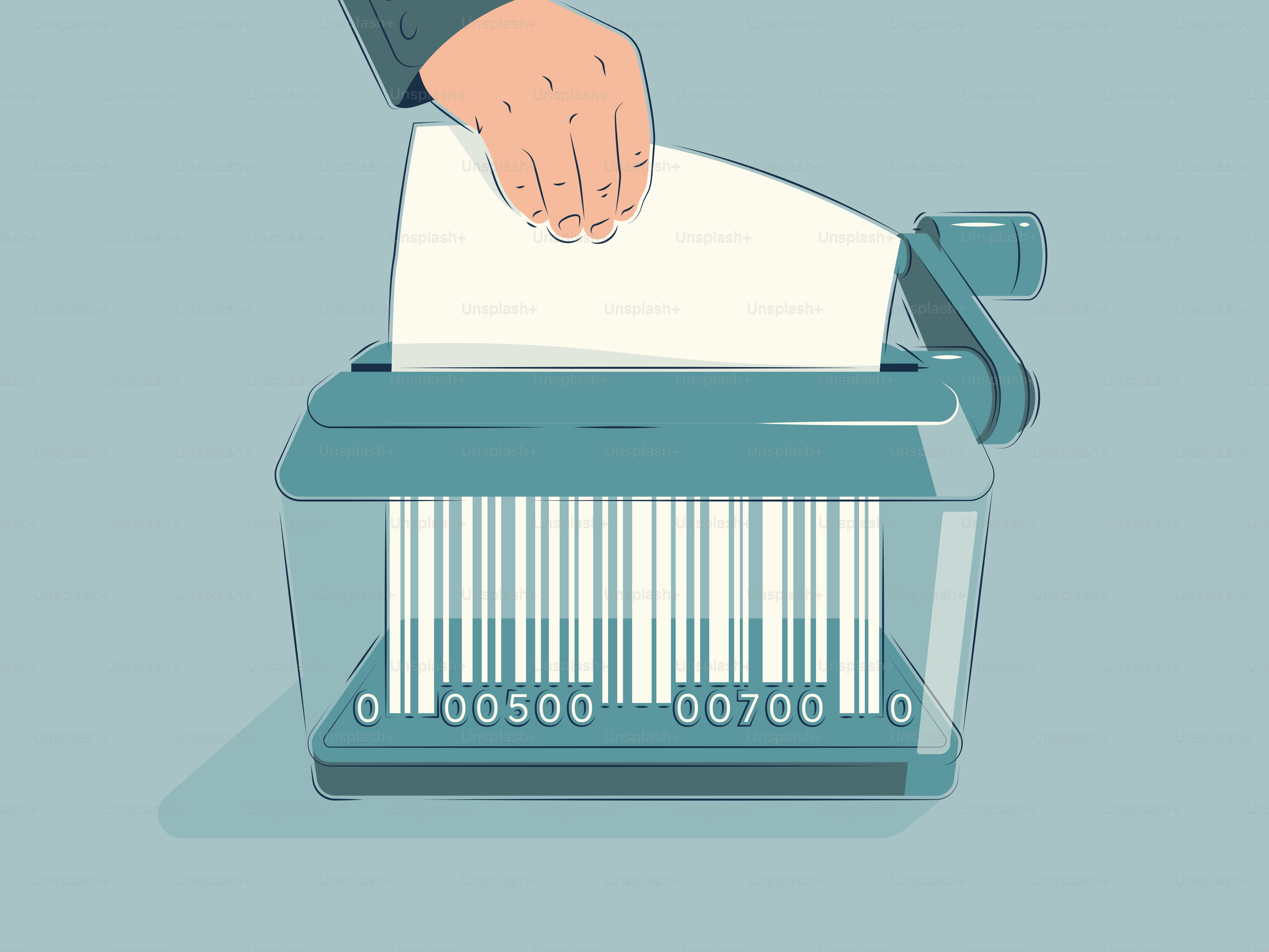 Inserire a mano carta in un trituratore di codici a barre