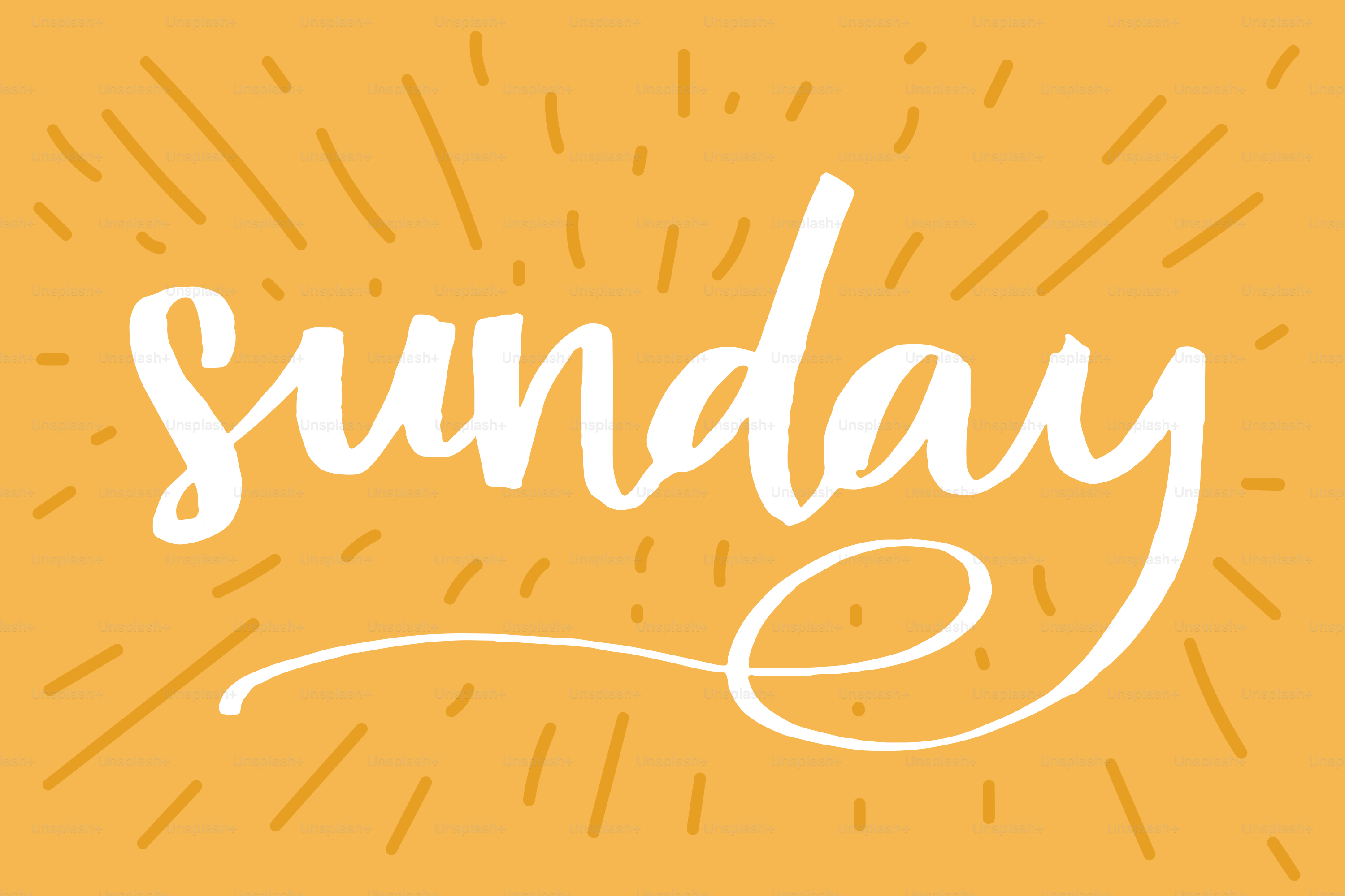 Texte blanc « dimanche » sur fond jaune