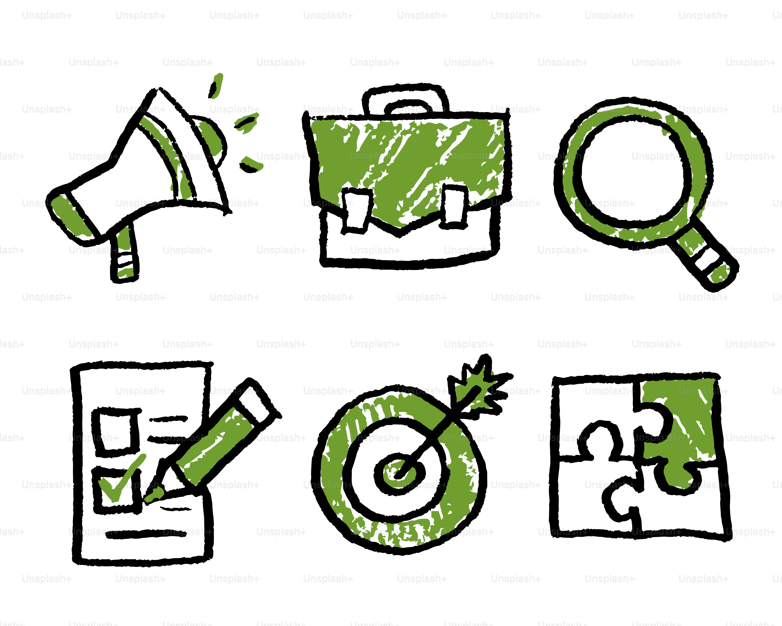 Doodle icons for marketing, business, and strategy