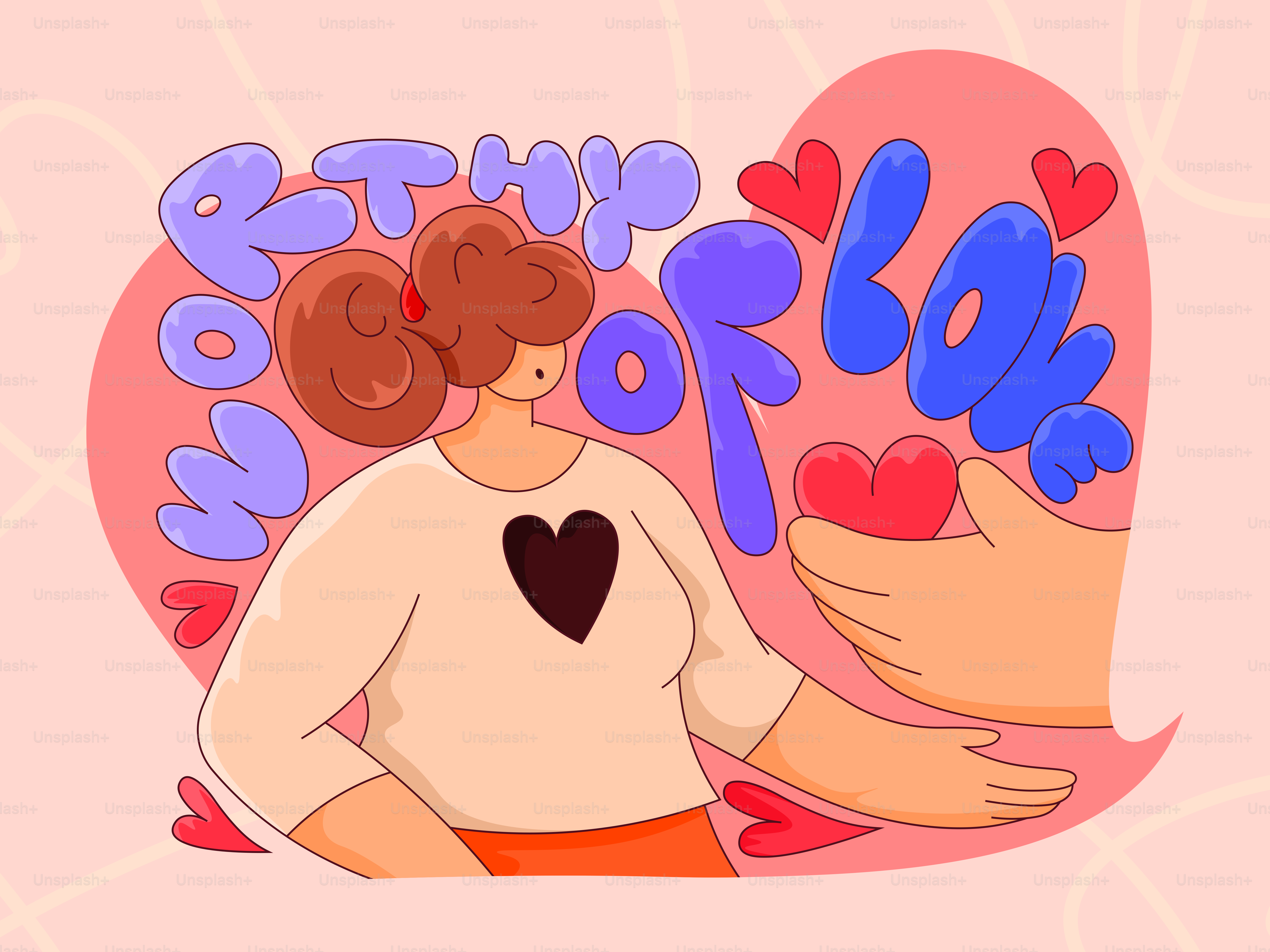 Frau erhält ein Herz mit der Nachricht 'Mama der Liebe'.