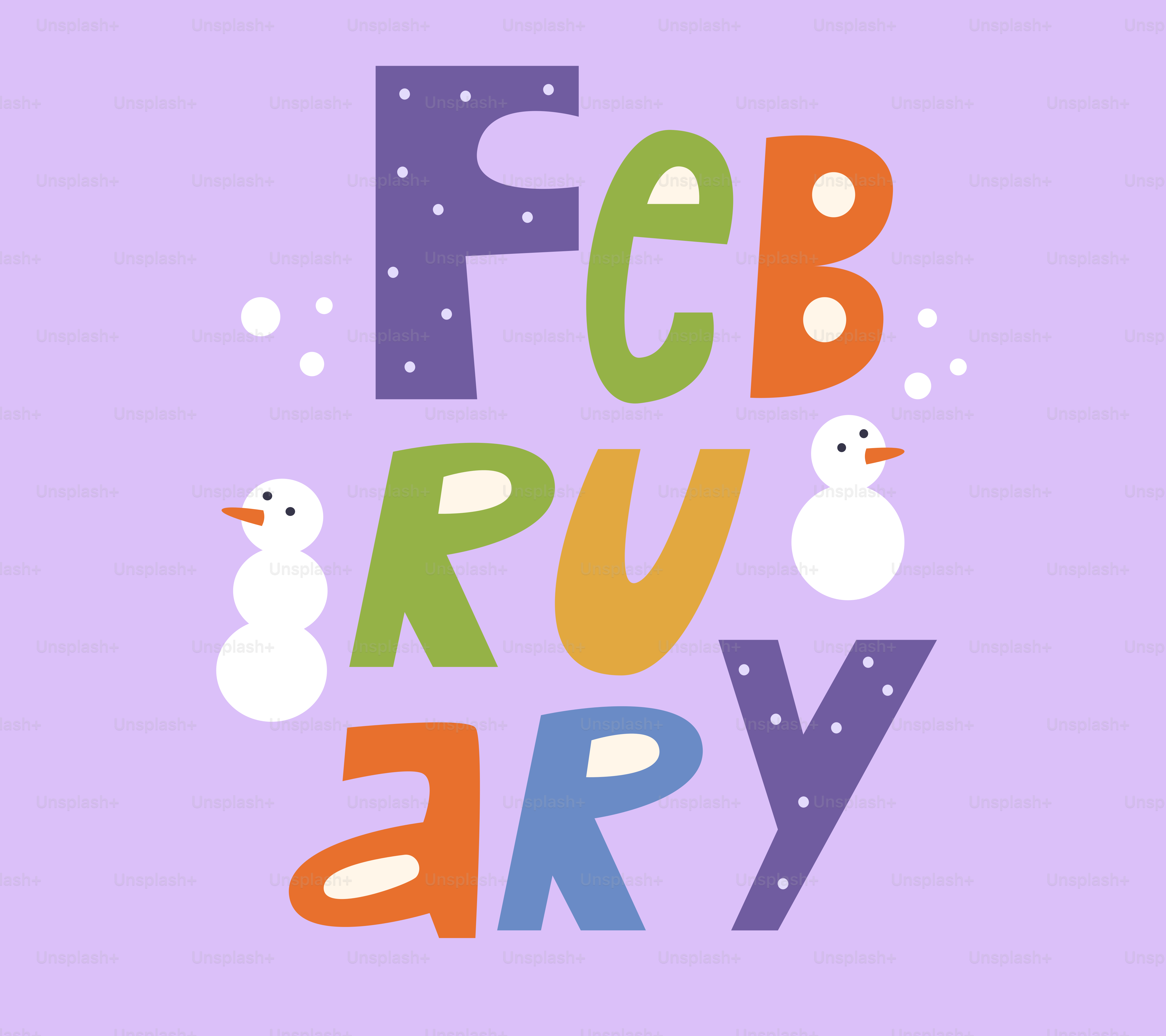 Colorful letters spell out february with snowmen vector – Winter Image ...