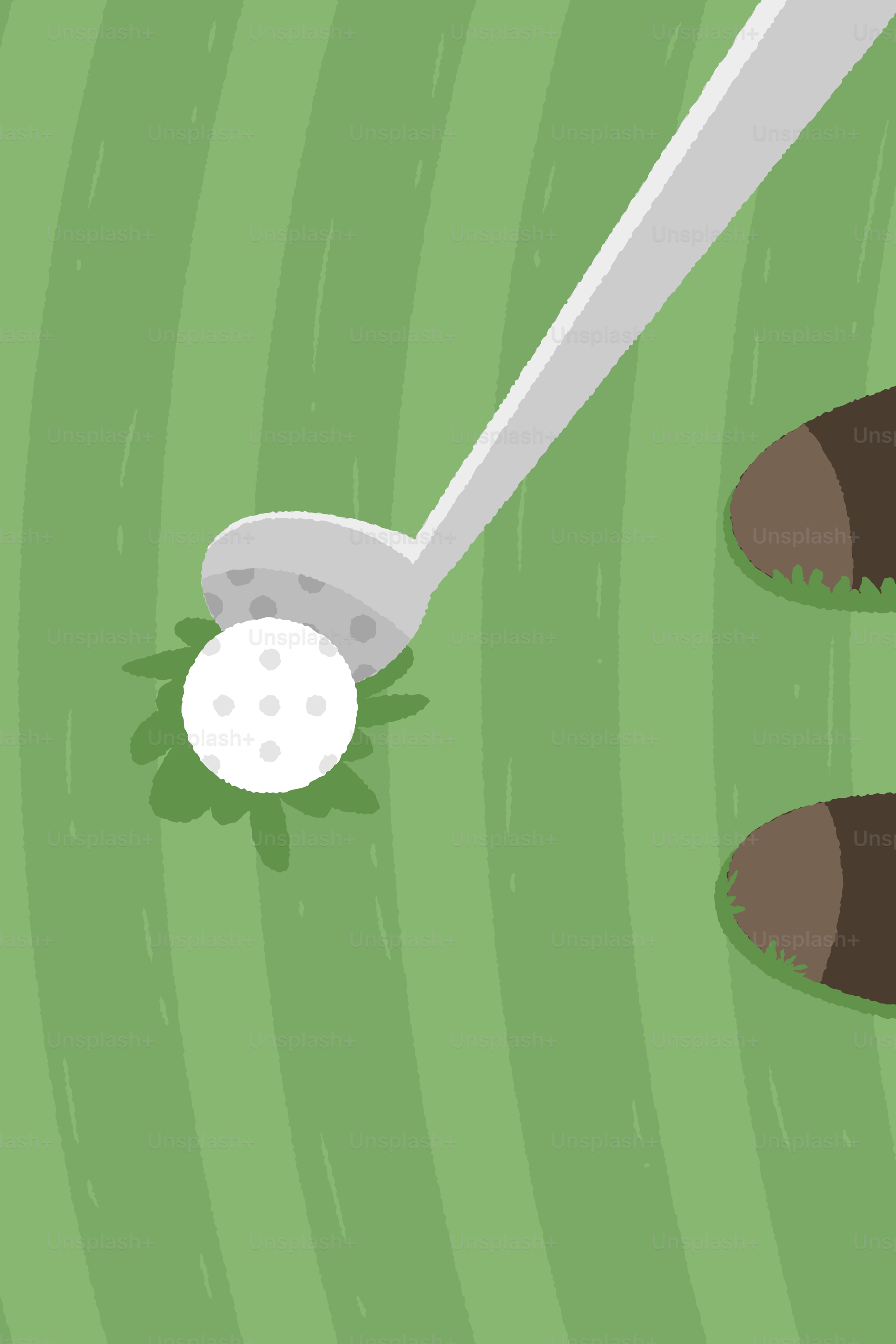 Golf club about to hit a white golf ball.