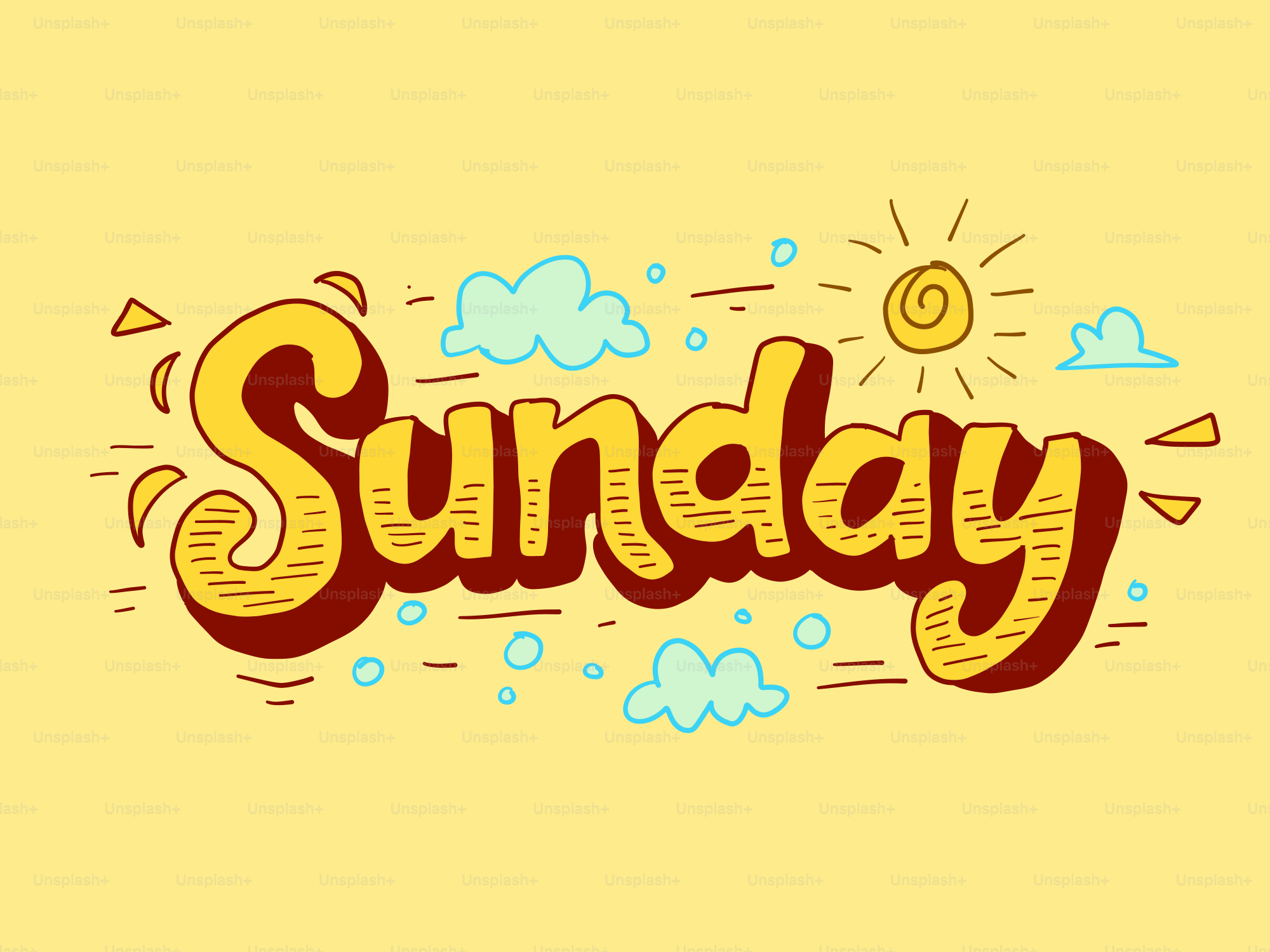 The word sunday in a fun, cartoonish font.