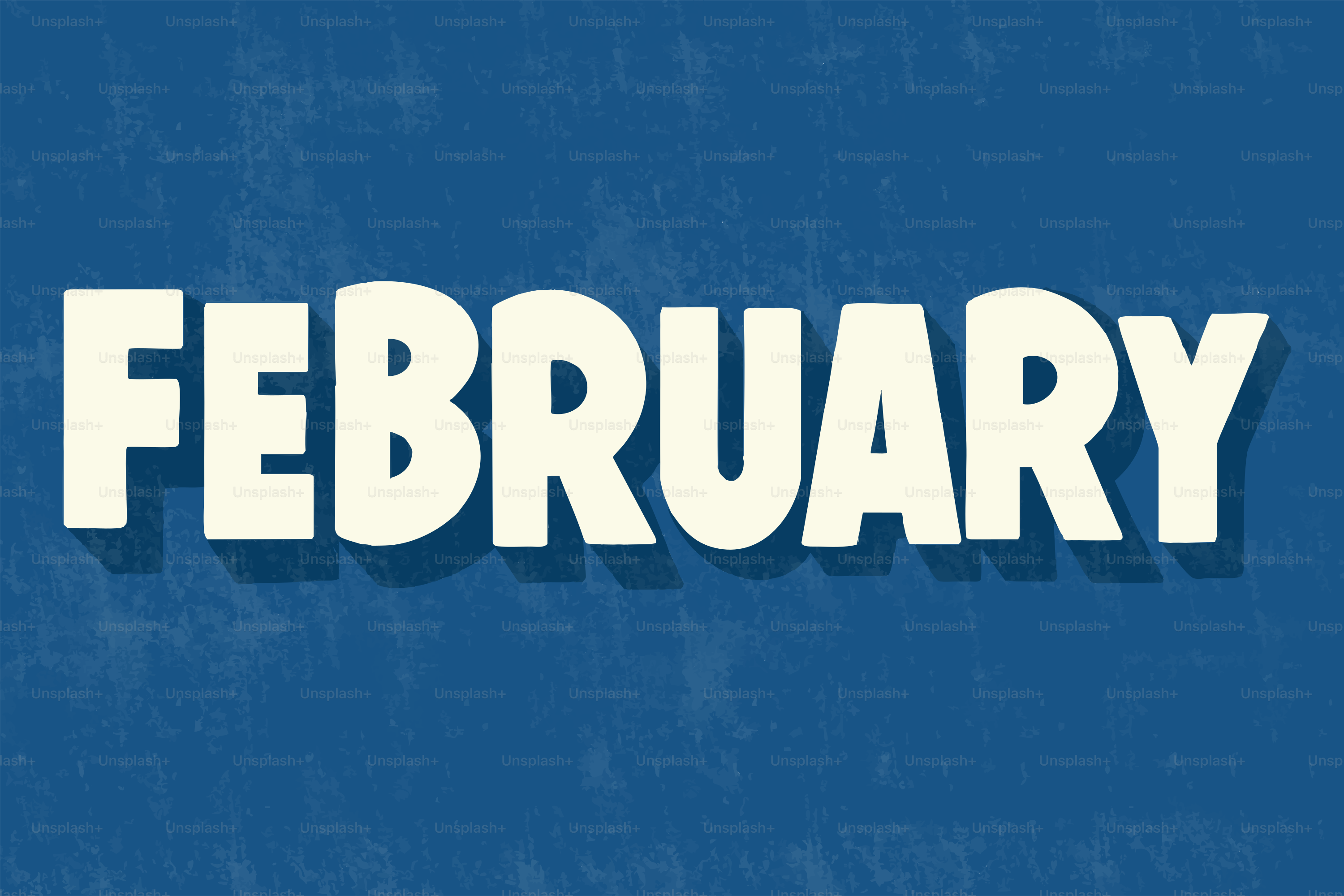 The word "february" in bold white letters.