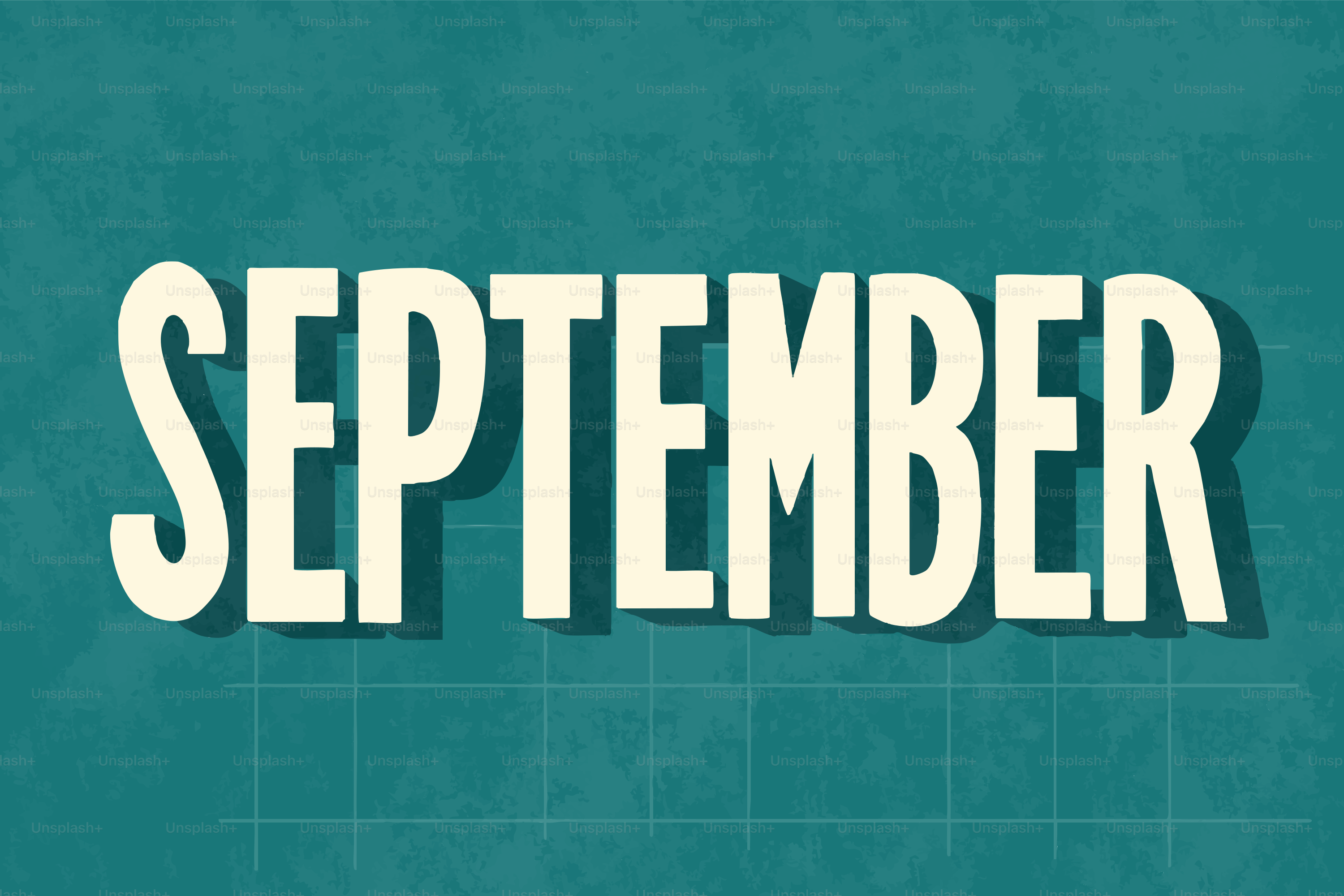 La palabra septiembre está escrita en grandes letras blancas.