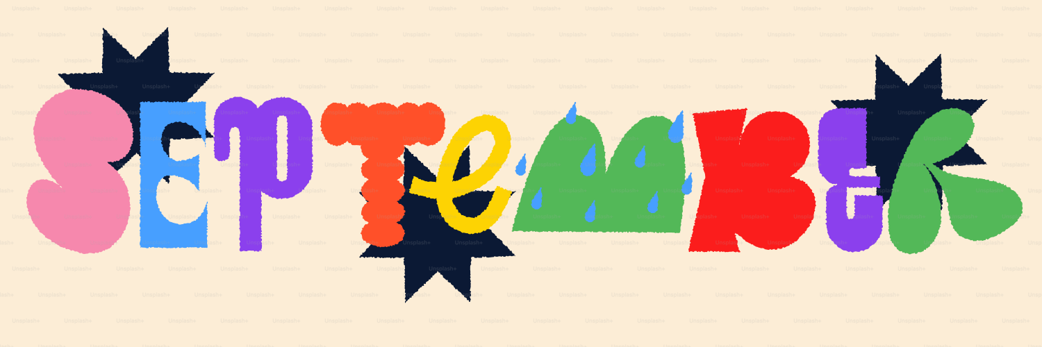 カラフルな文字で飾り星で9月を綴っています。