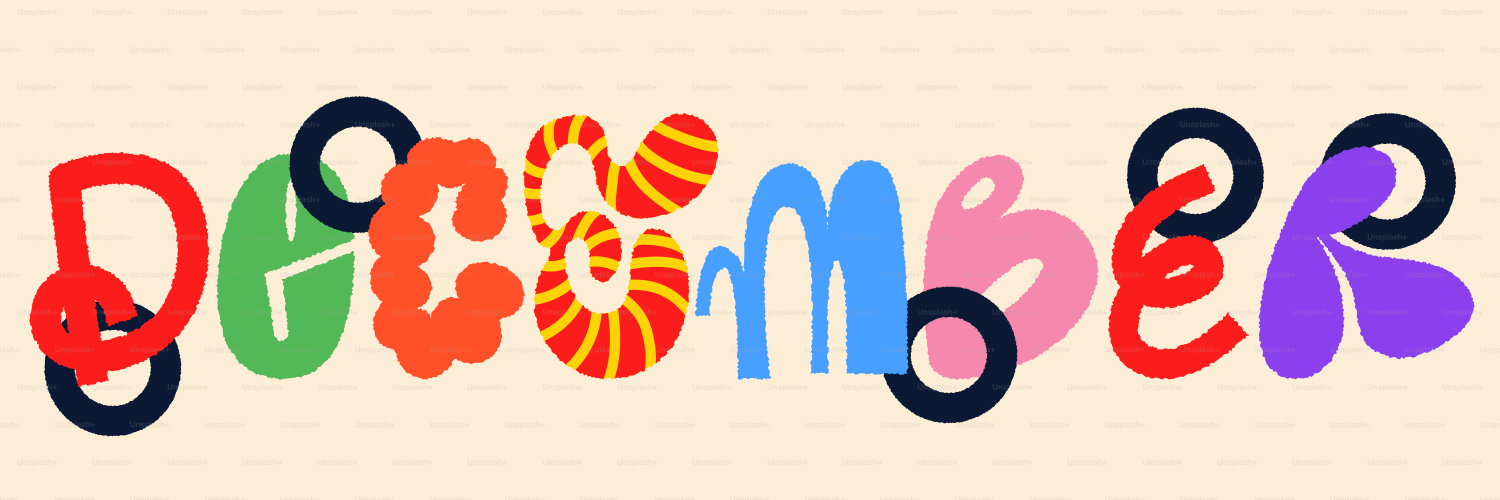 カラフルな装飾文字で12月を綴っています