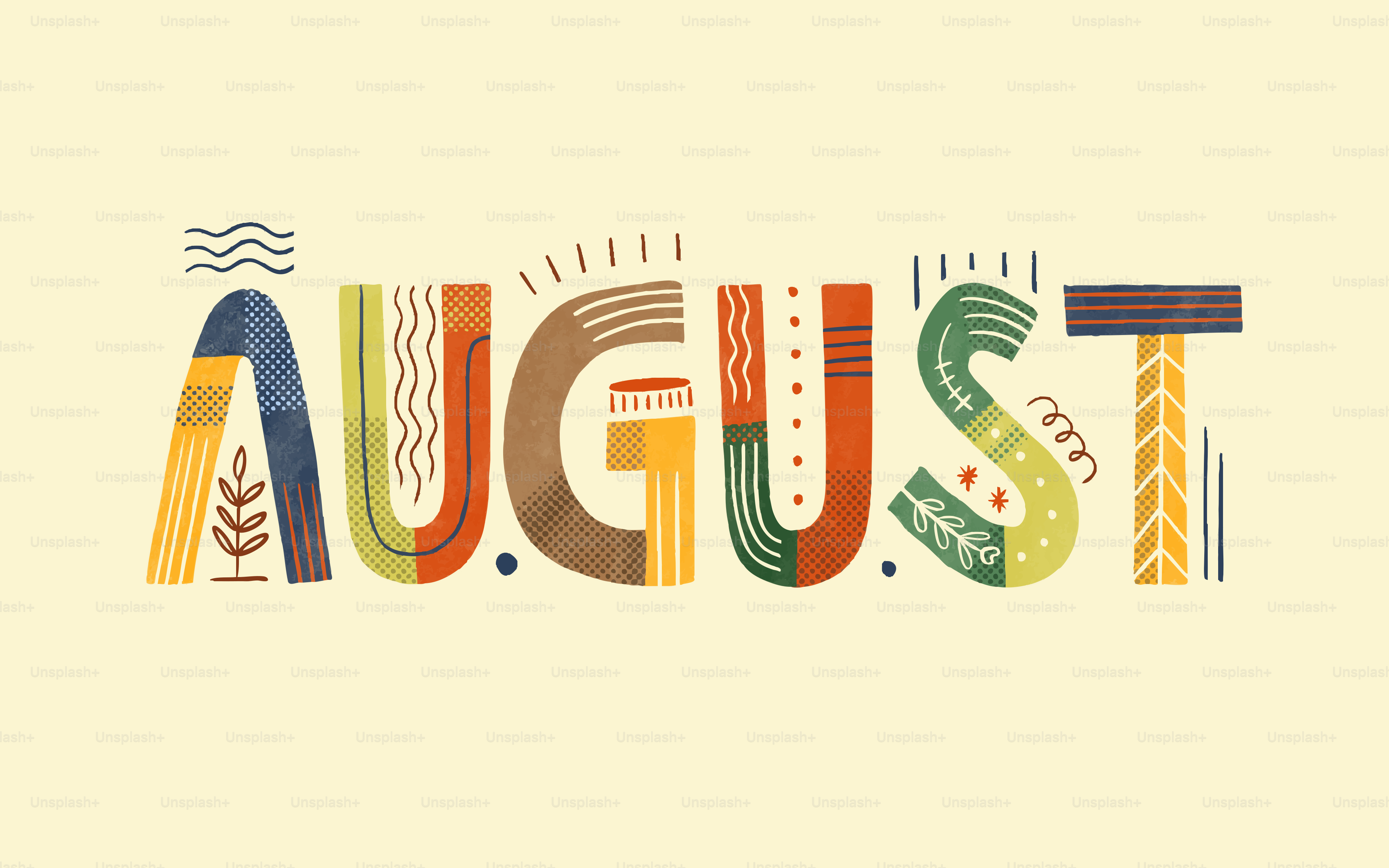 Letras coloridas forman la palabra augusto