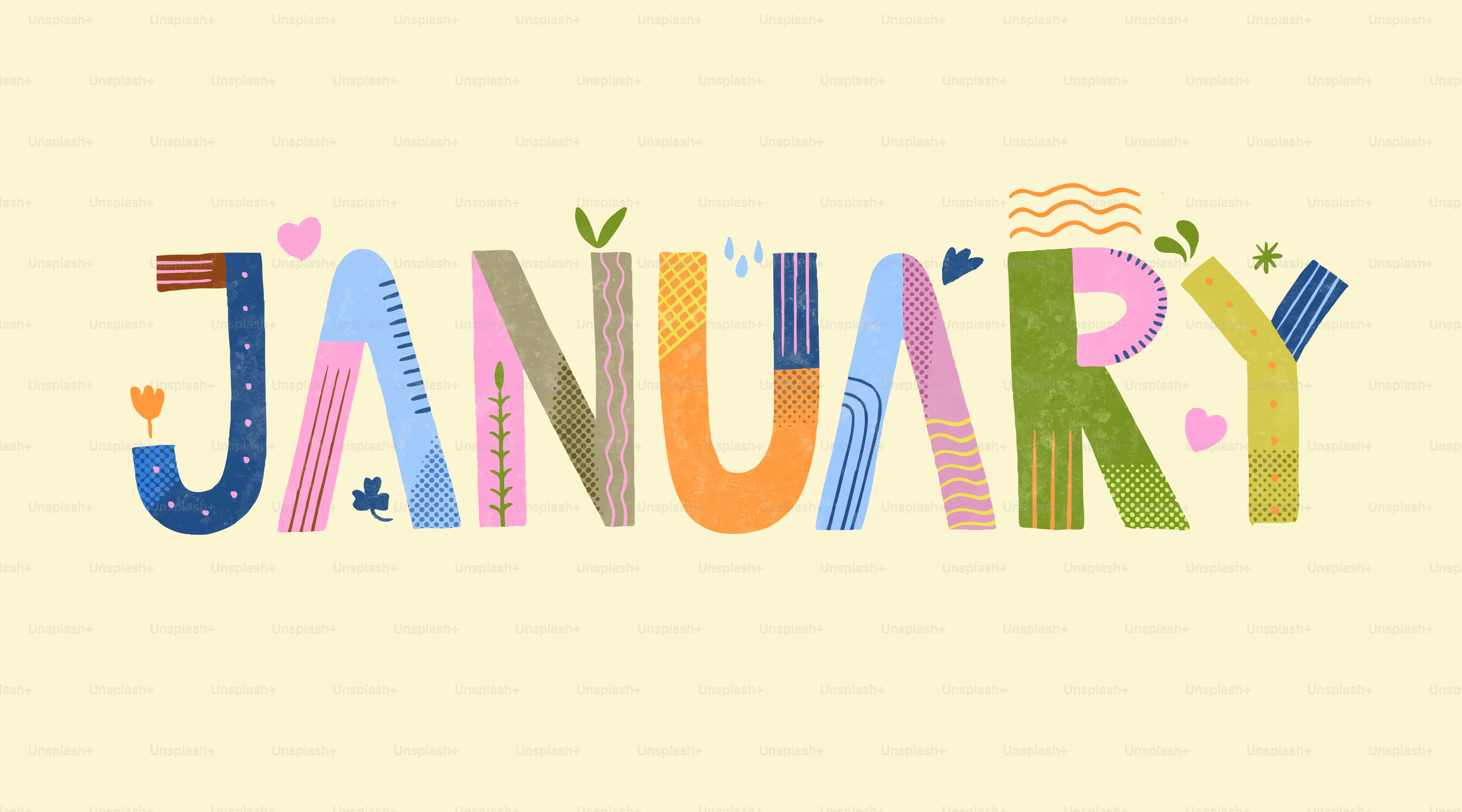 Letras coloridas forman la palabra enero