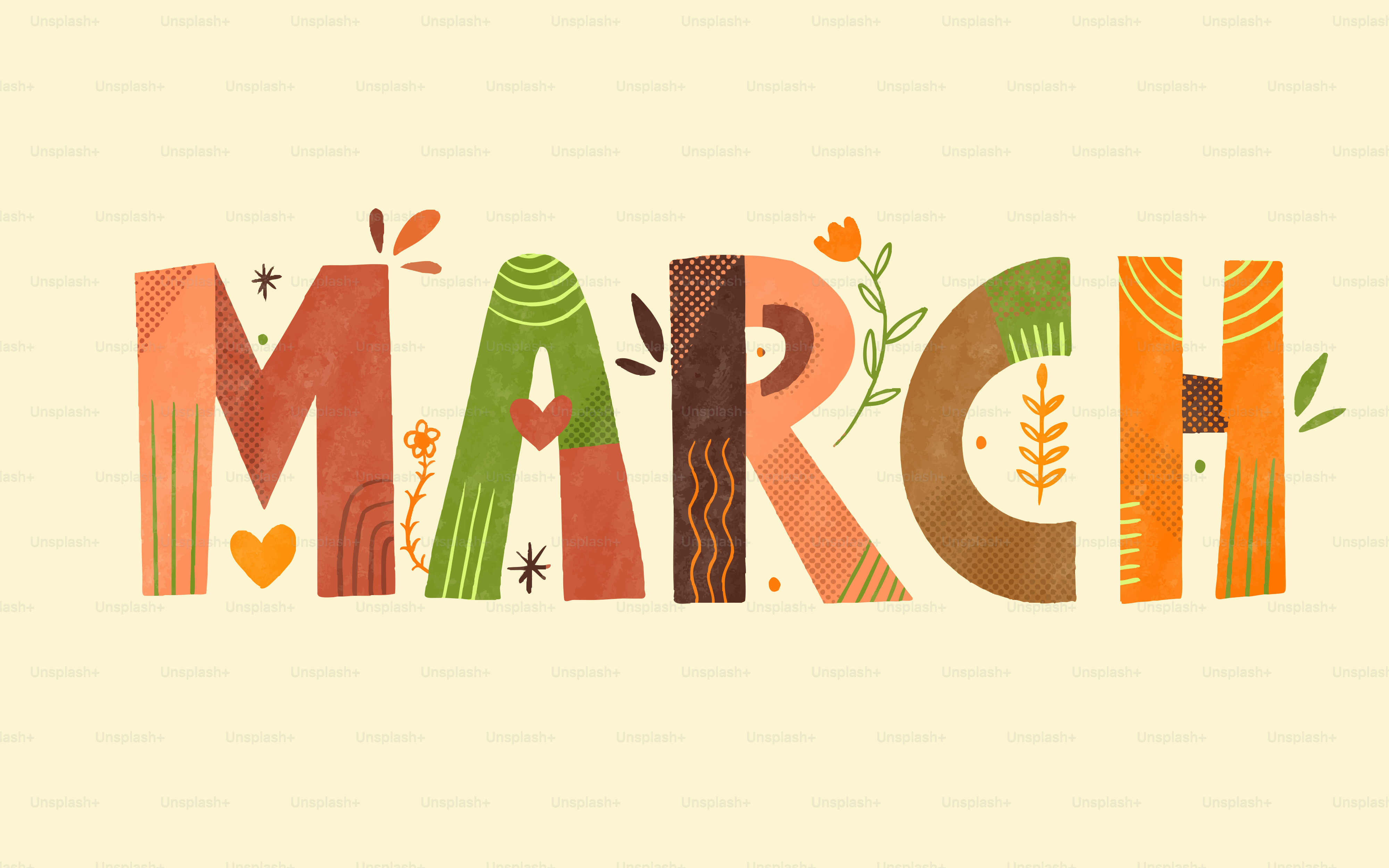 Letras decorativas forman la palabra marcha