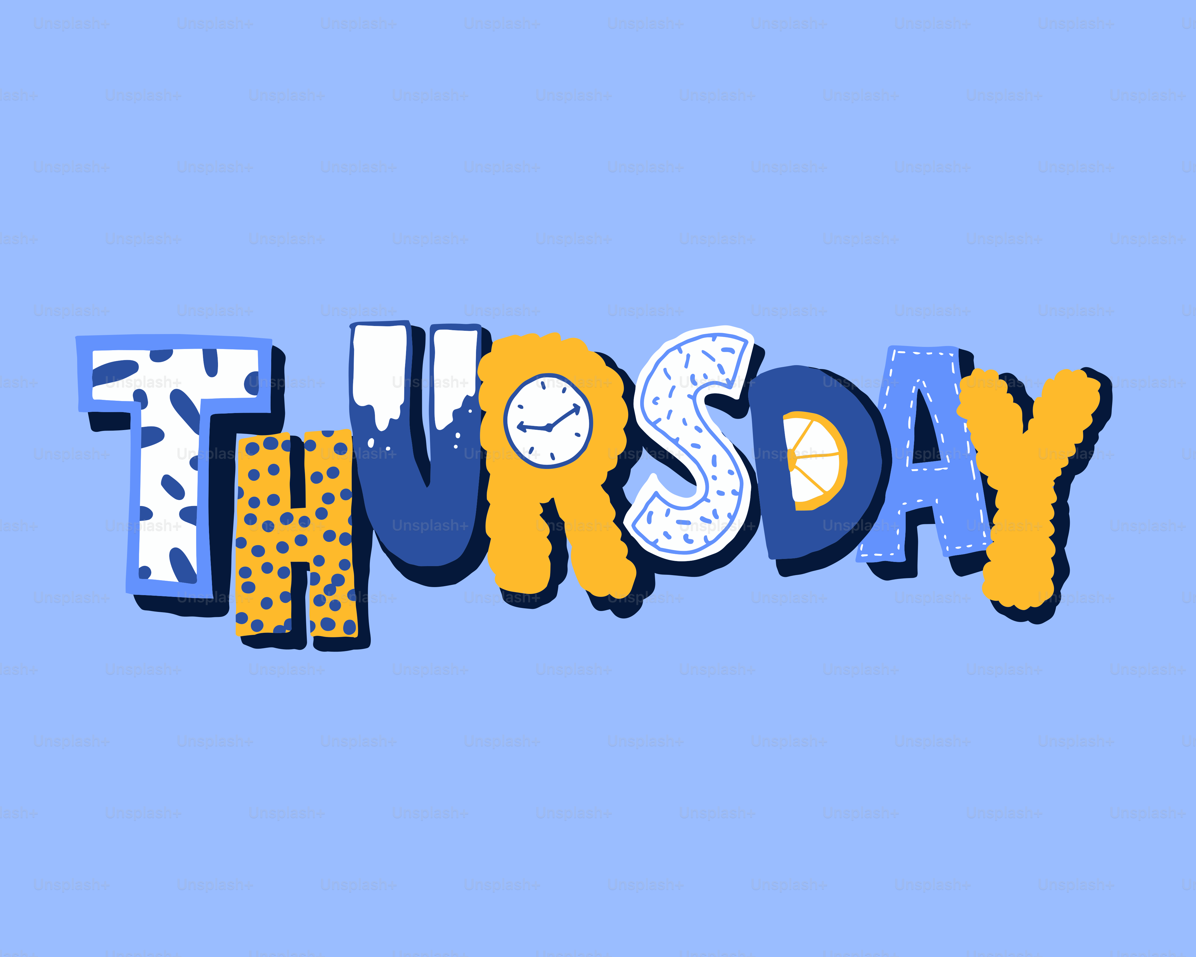 Colorful letters spell out the word thursday vector – Illustration ...