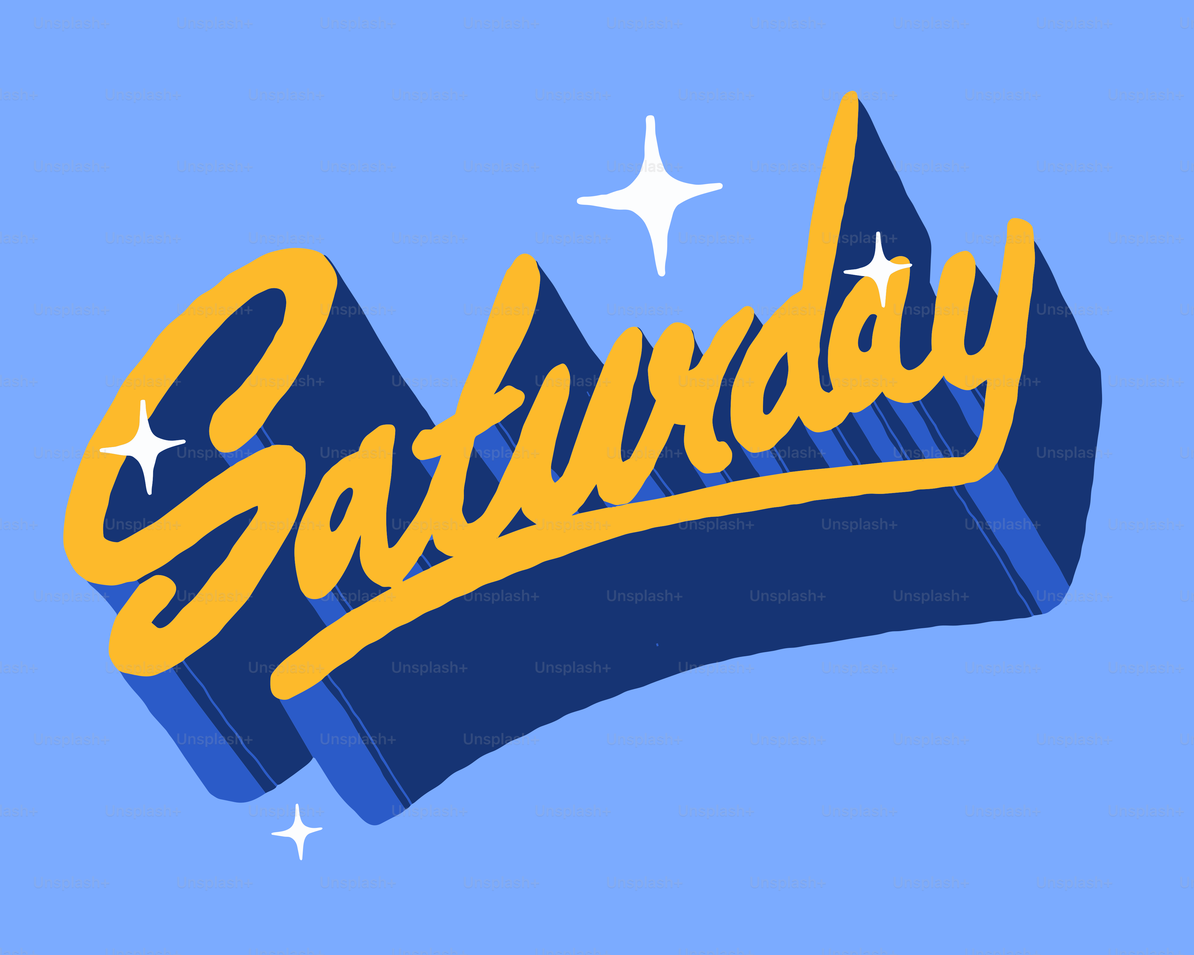 太字の黄色い文字で「Saturday」と書かれています