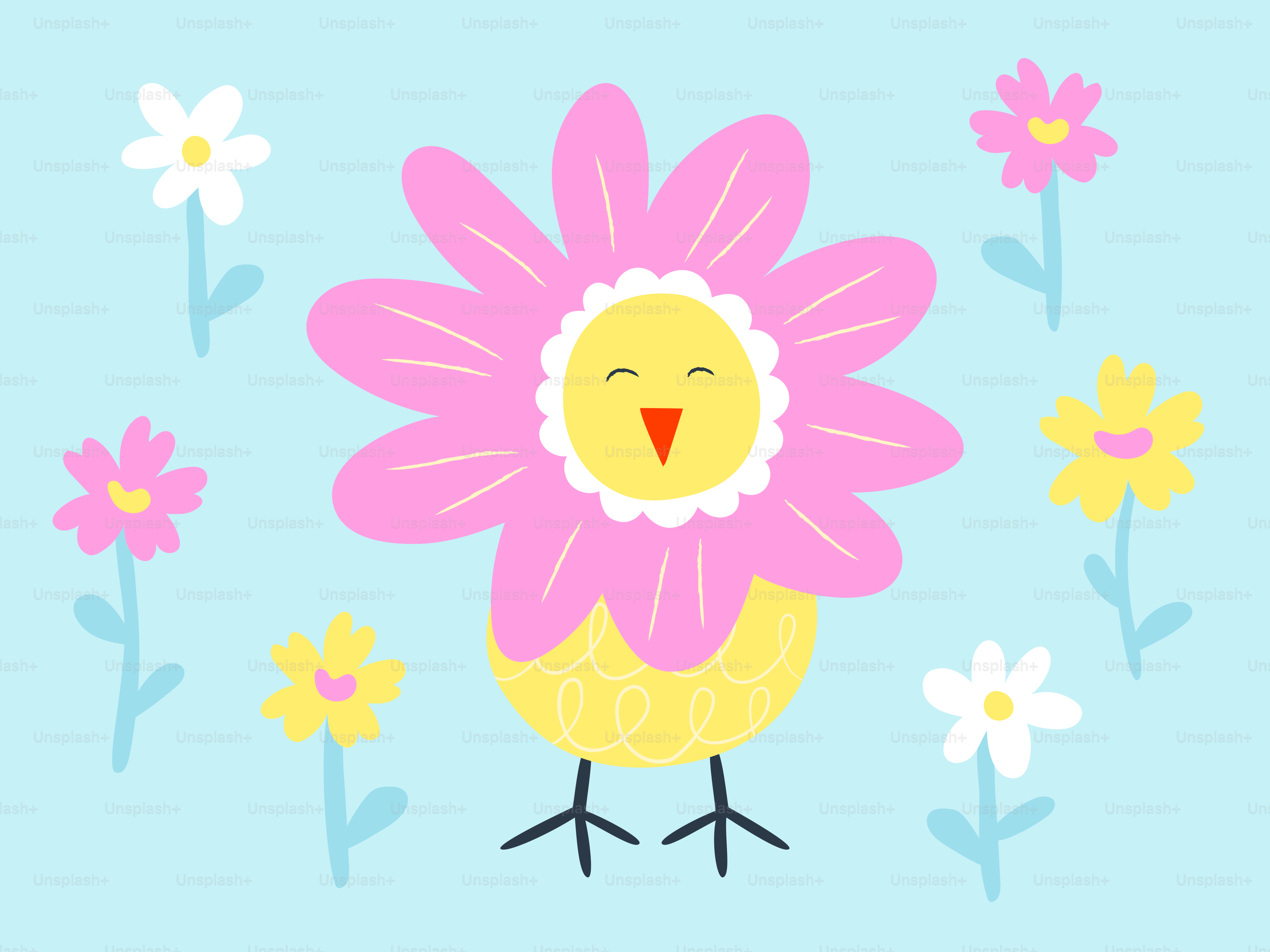 Une mignonne fille de dessin animé déguisée en fleur.