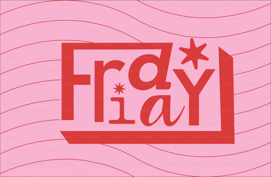 Red friday text on a pink wavy background