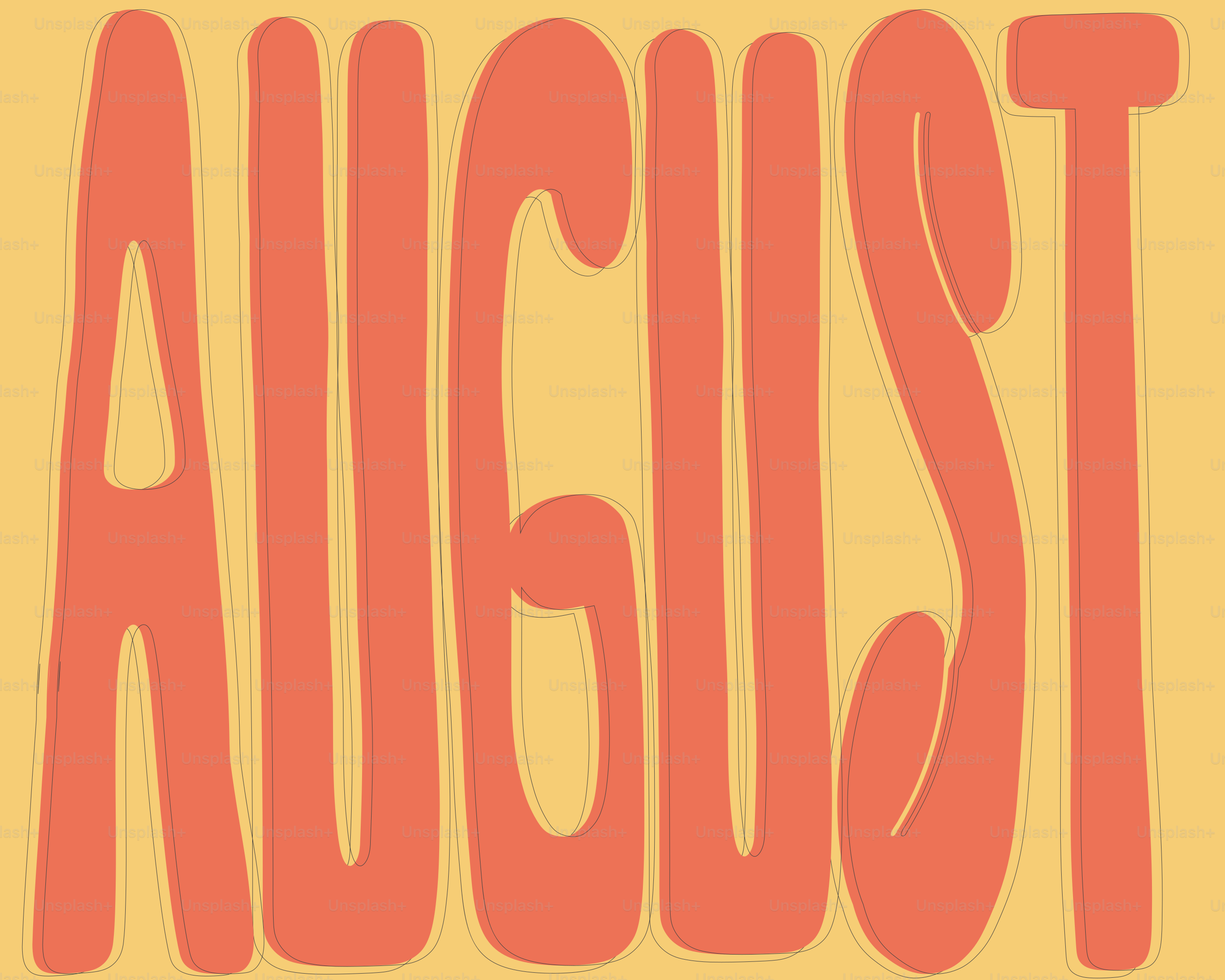 The word august in retro orange font