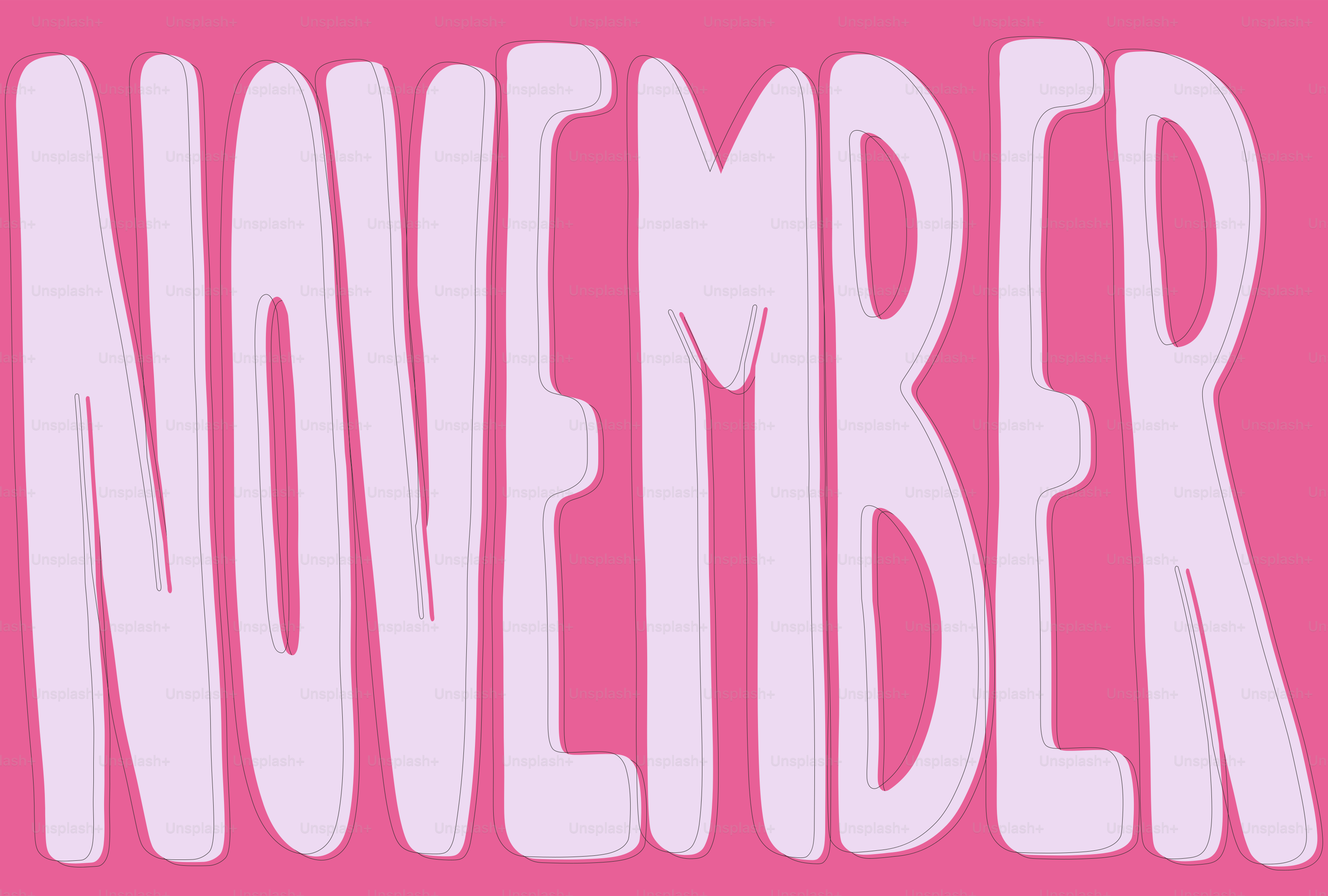 The word november in large letters on pink.