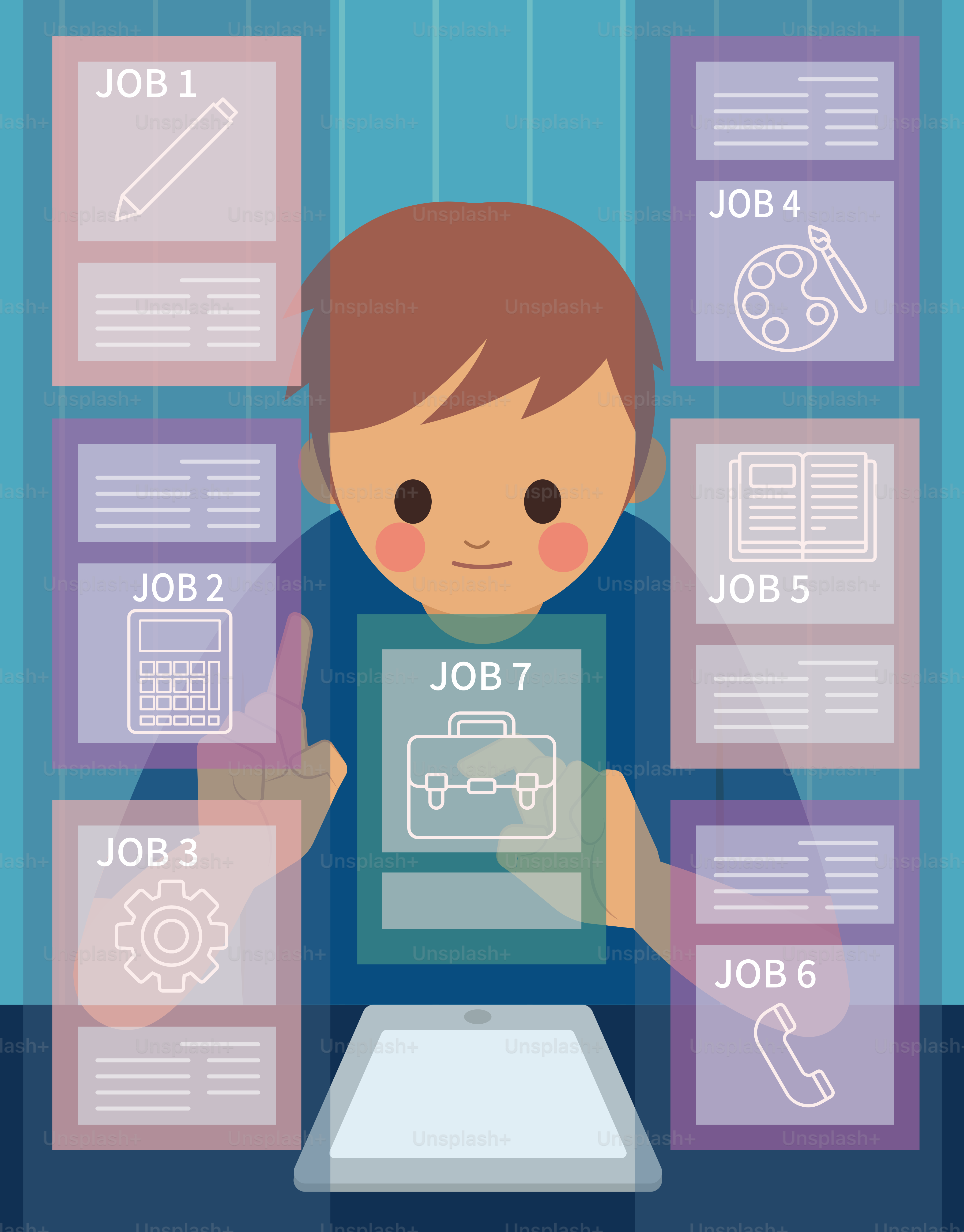 Une personne choisissant parmi plusieurs options de poste à l’écran.