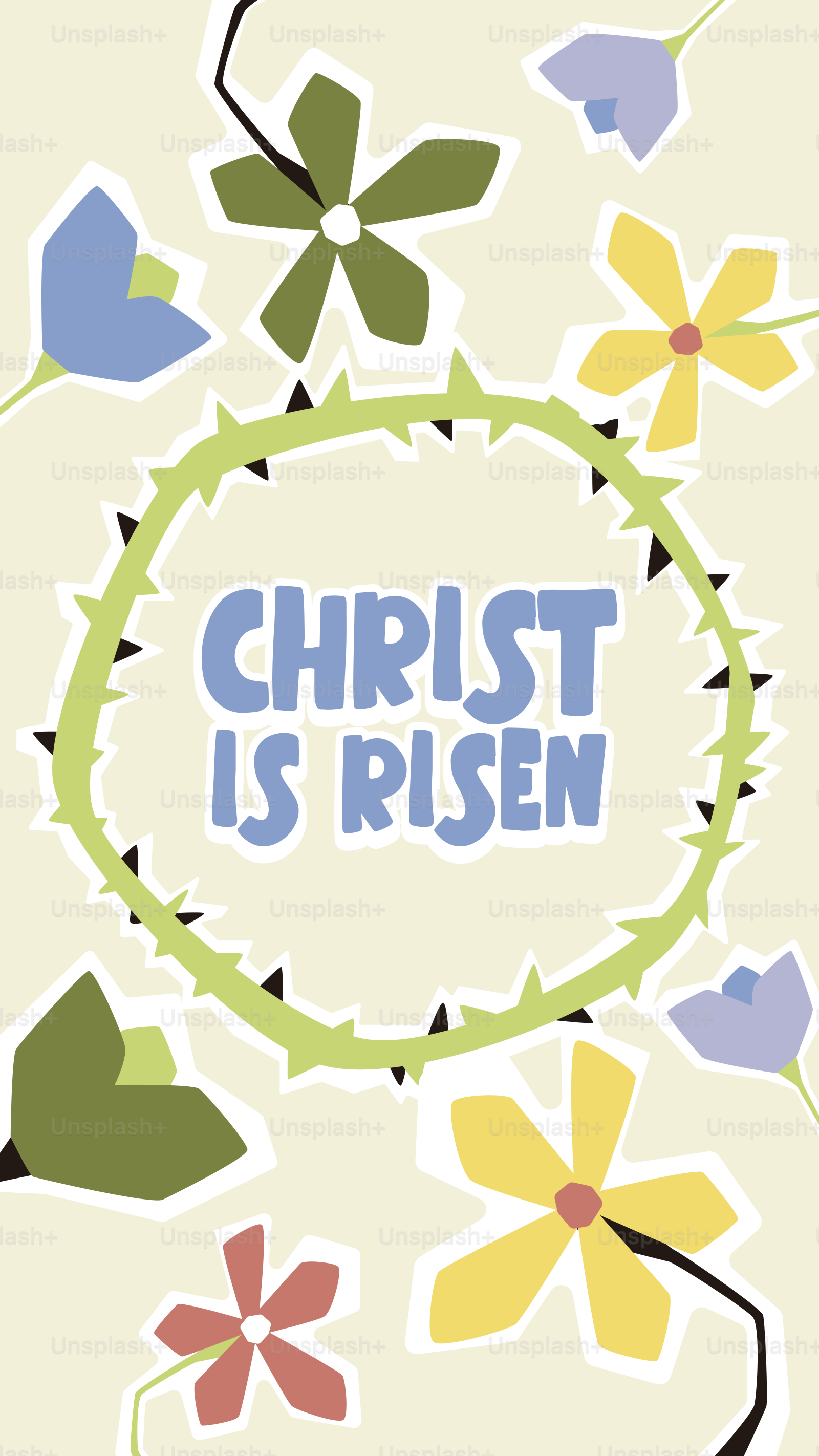 Christ is risen text within a thorny circle and flowers vector – Flower ...