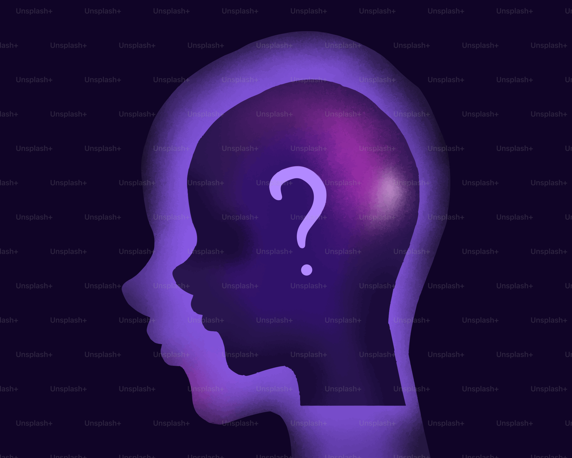Silhouette of a head with a question mark inside.