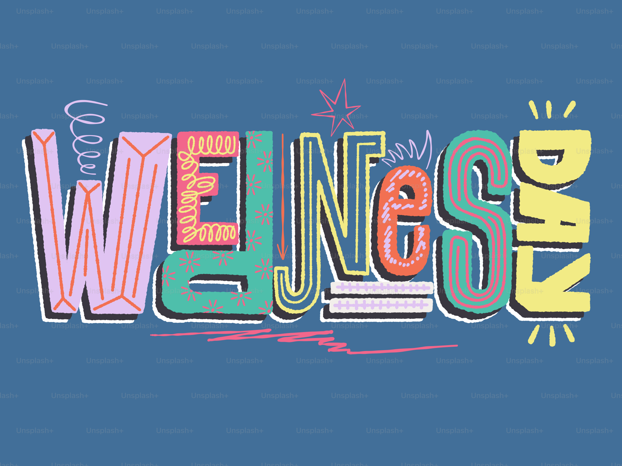 Bunter Text, der den Wellness-Tag ausschreibt