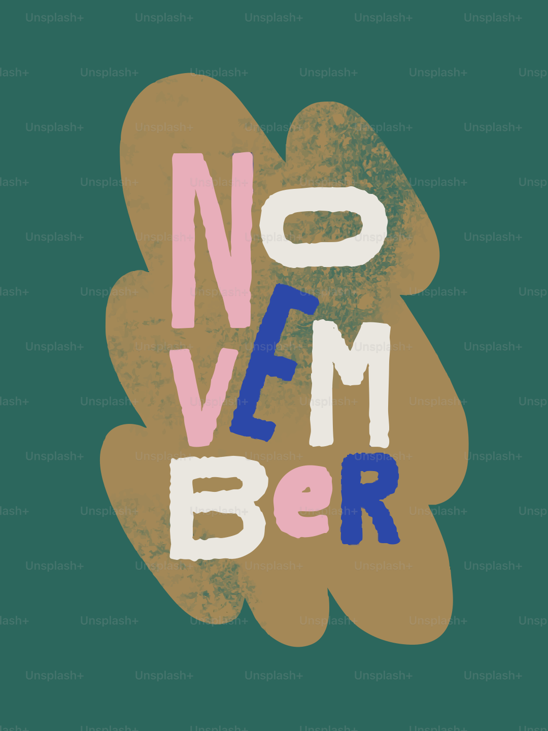 Hand-drawn "november" text on abstract background
