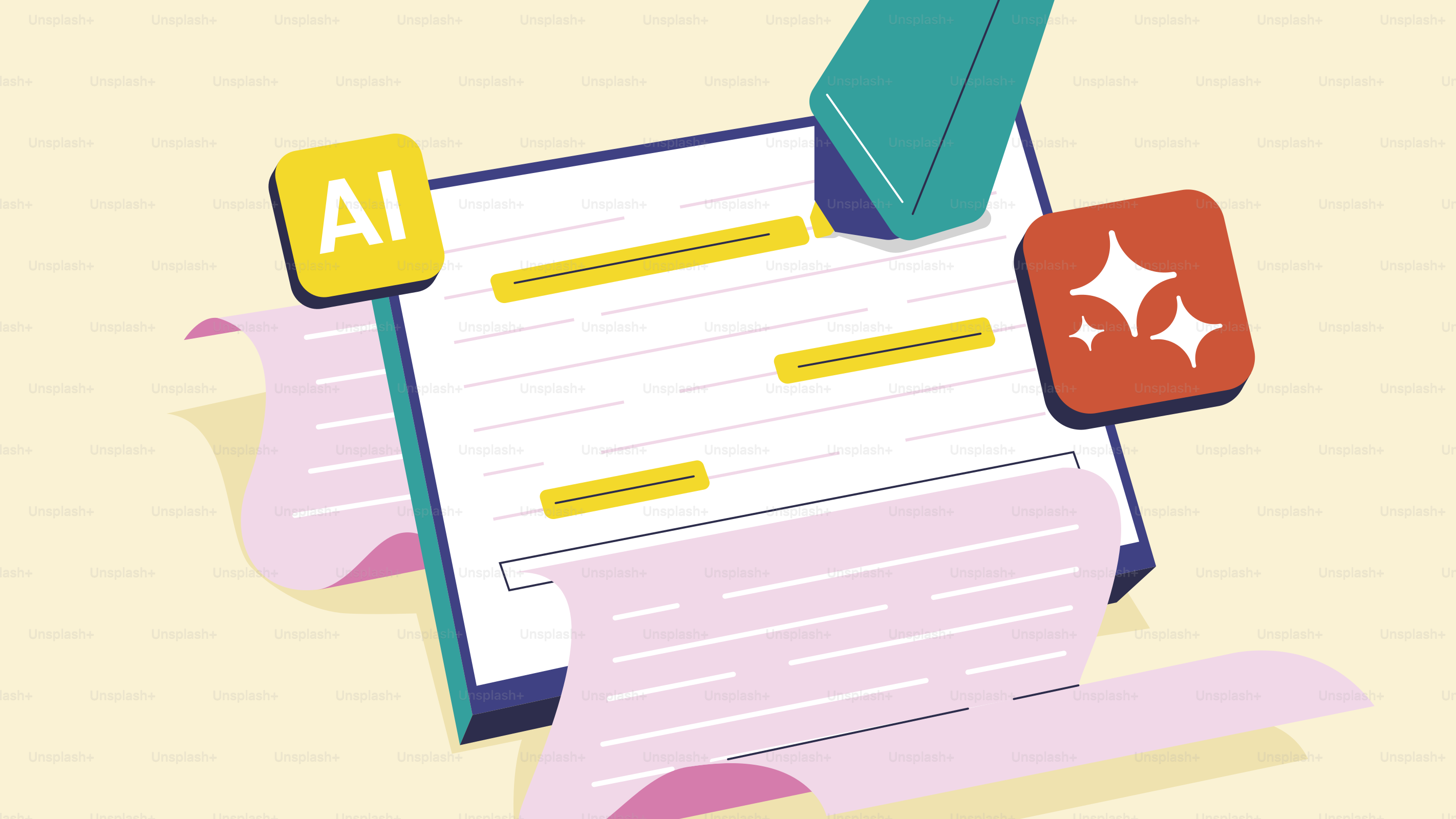 Ai editing text with an eraser and sparkle icon.