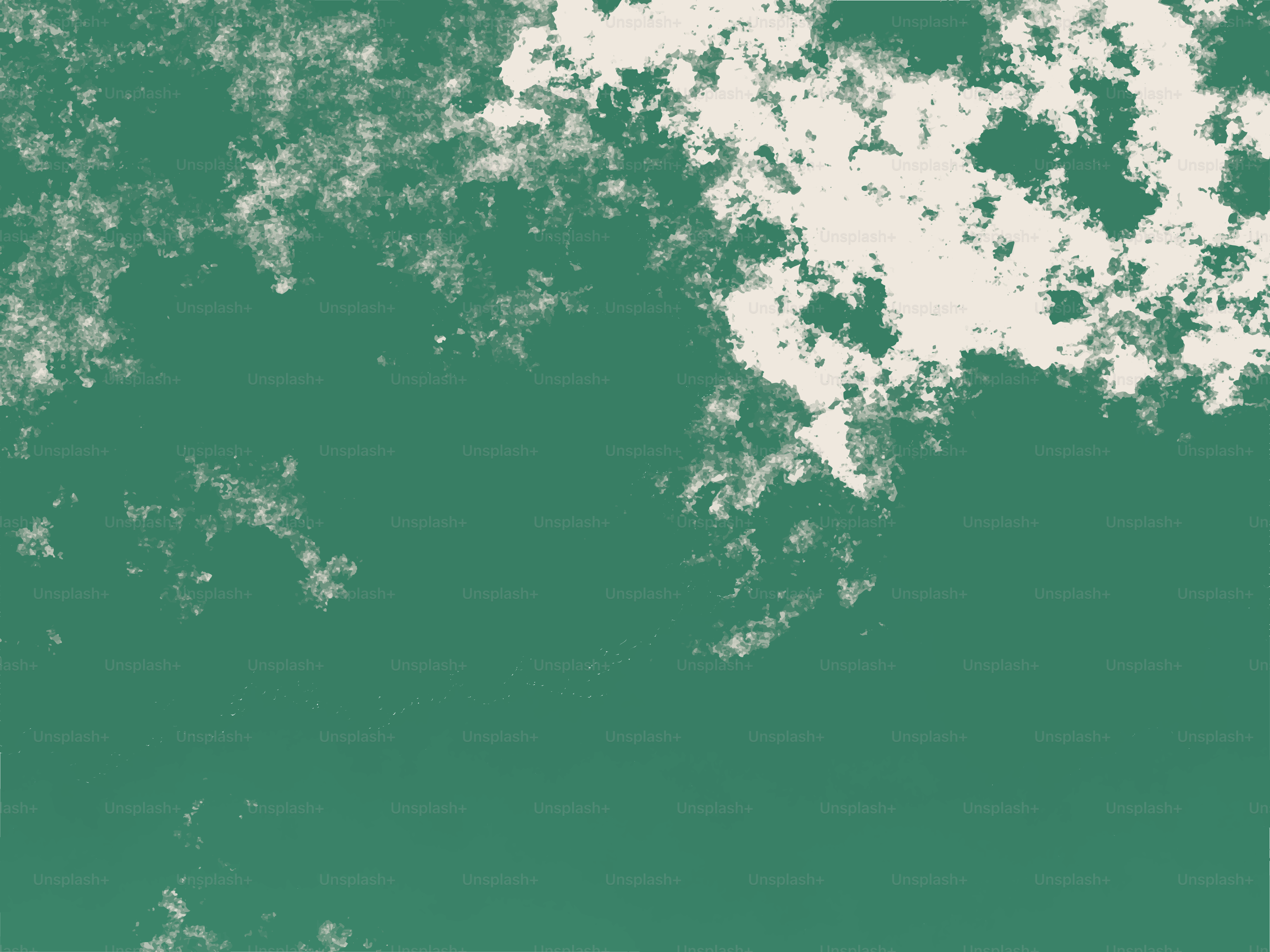 Fondo verde con formas abstractas blancas.