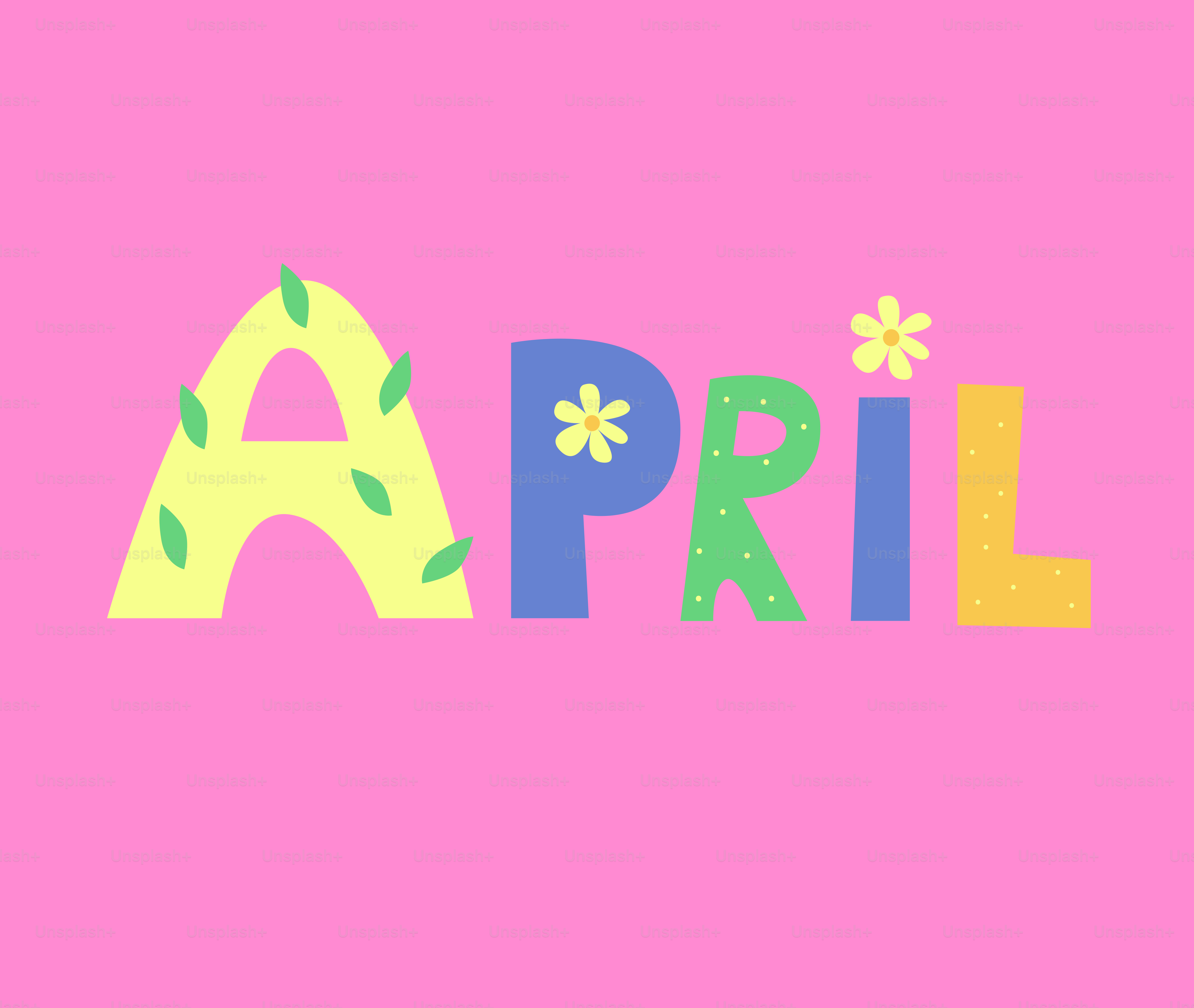 花や葉で飾られた「april」という言葉