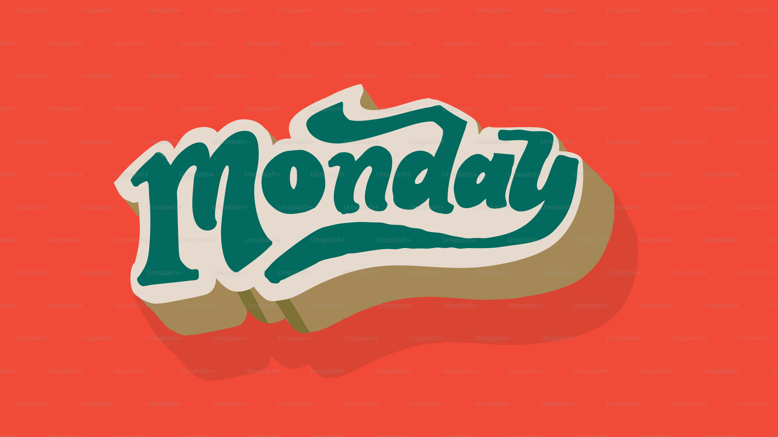 Retro style "monday" text on a red background