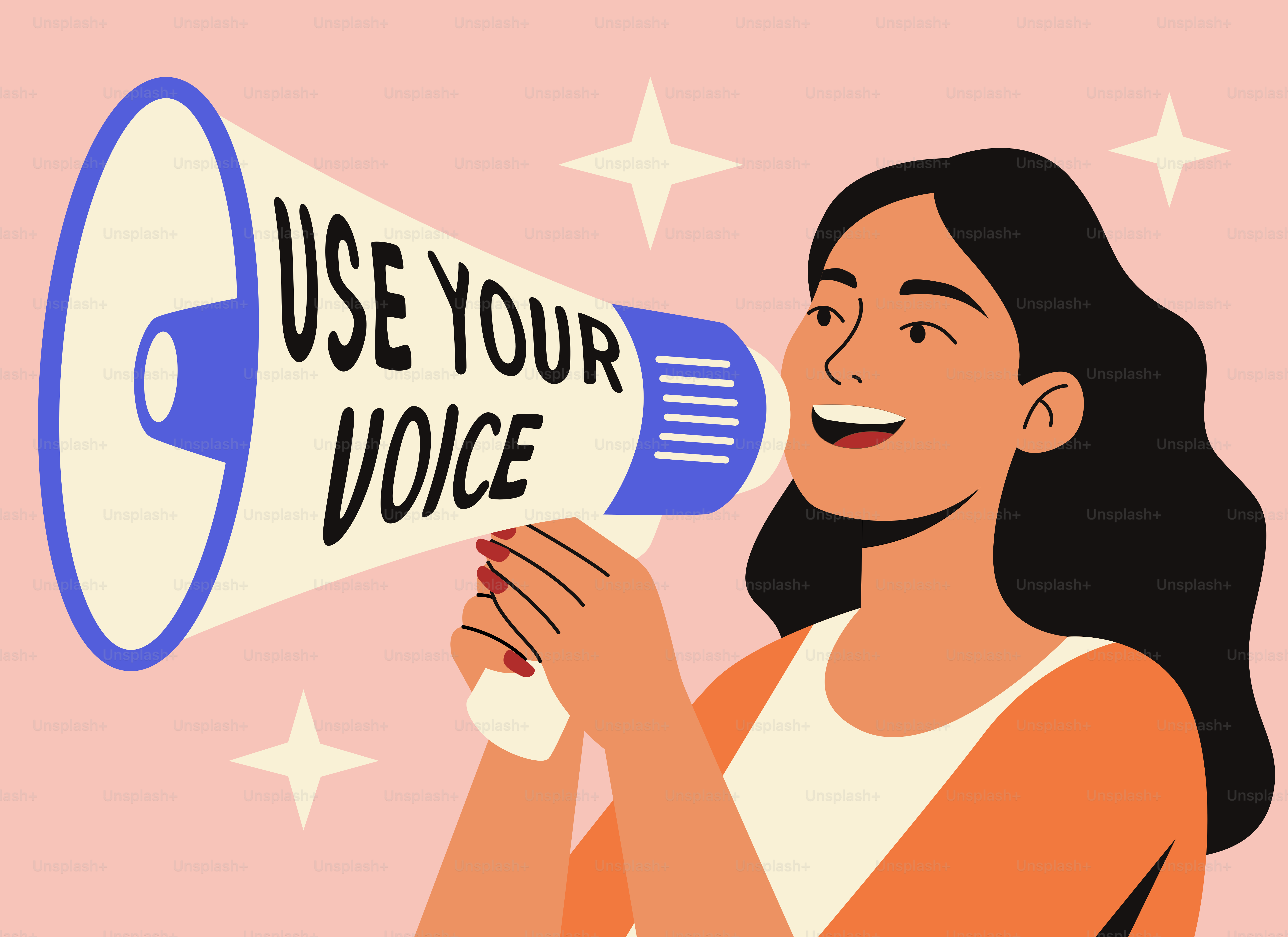 Woman holds megaphone with 