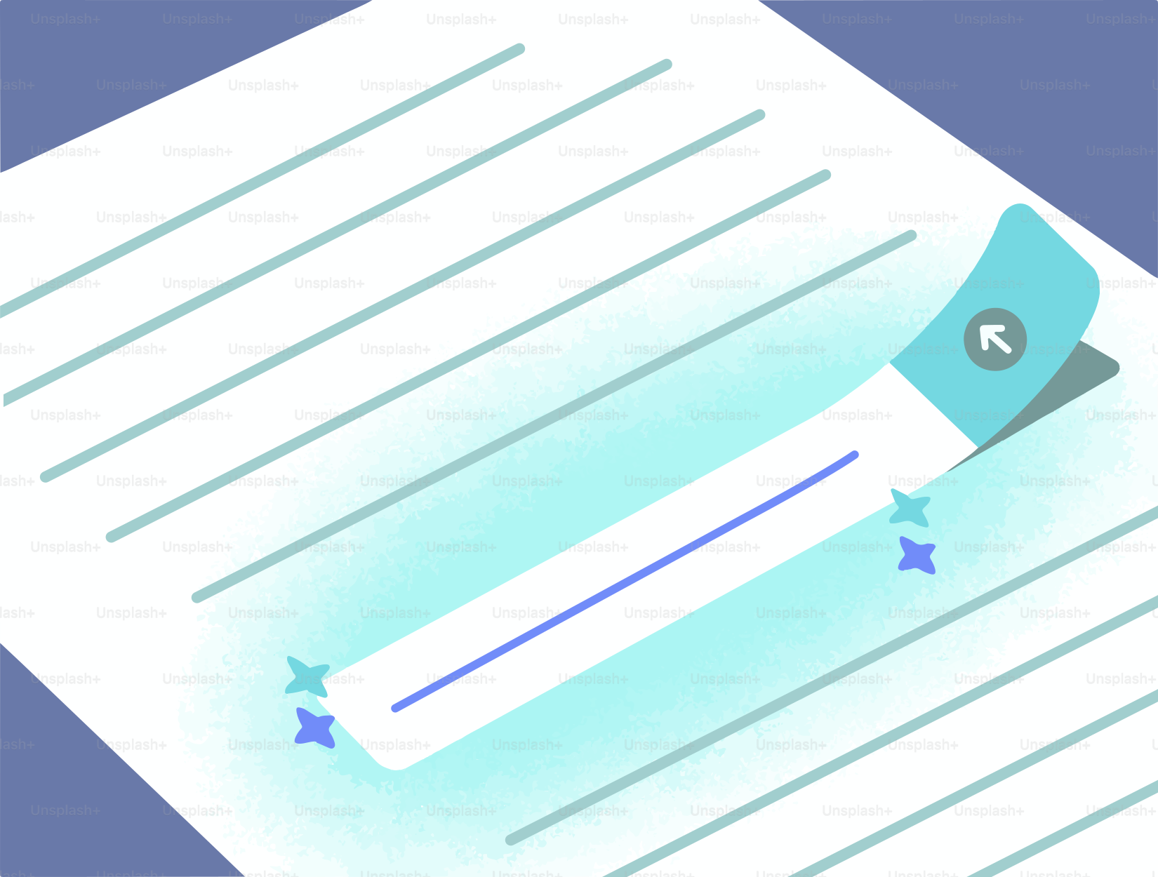 A highlighter marking text on a lined document.