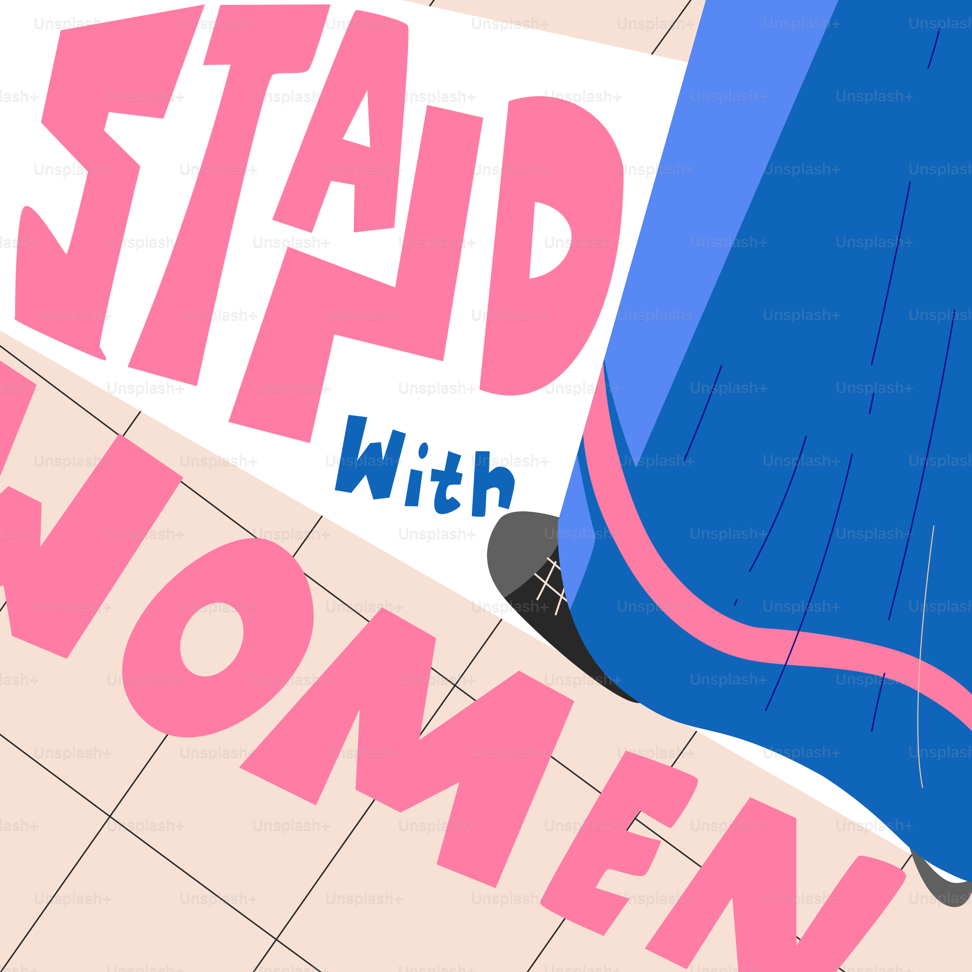 Protestschild trägt die Aufschrift "Stand with women"
