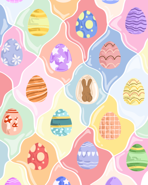 Uova di Pasqua colorate su sfondo pastello