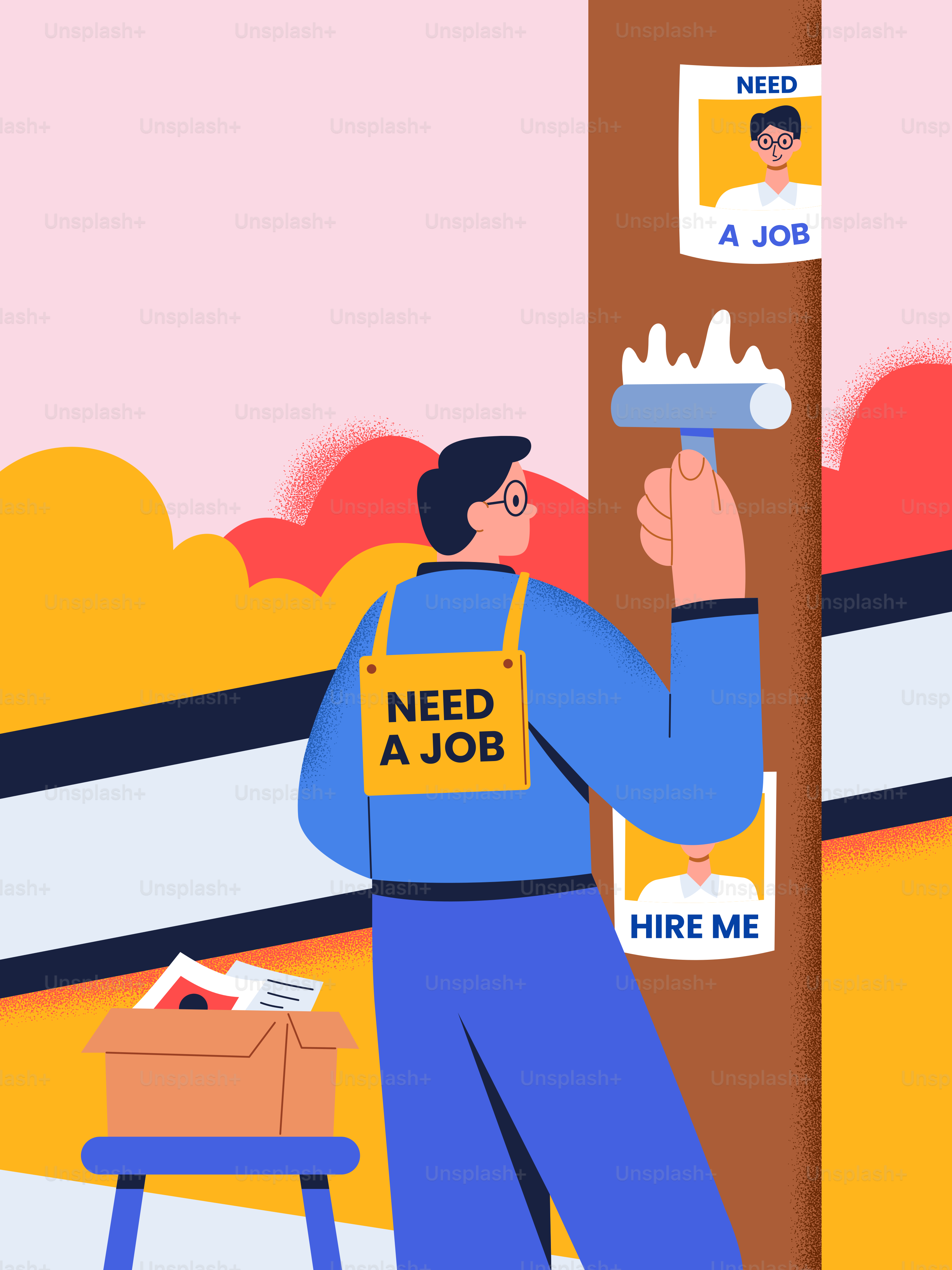 Hombre con el cartel de "necesito trabajo" solicitando trabajo.