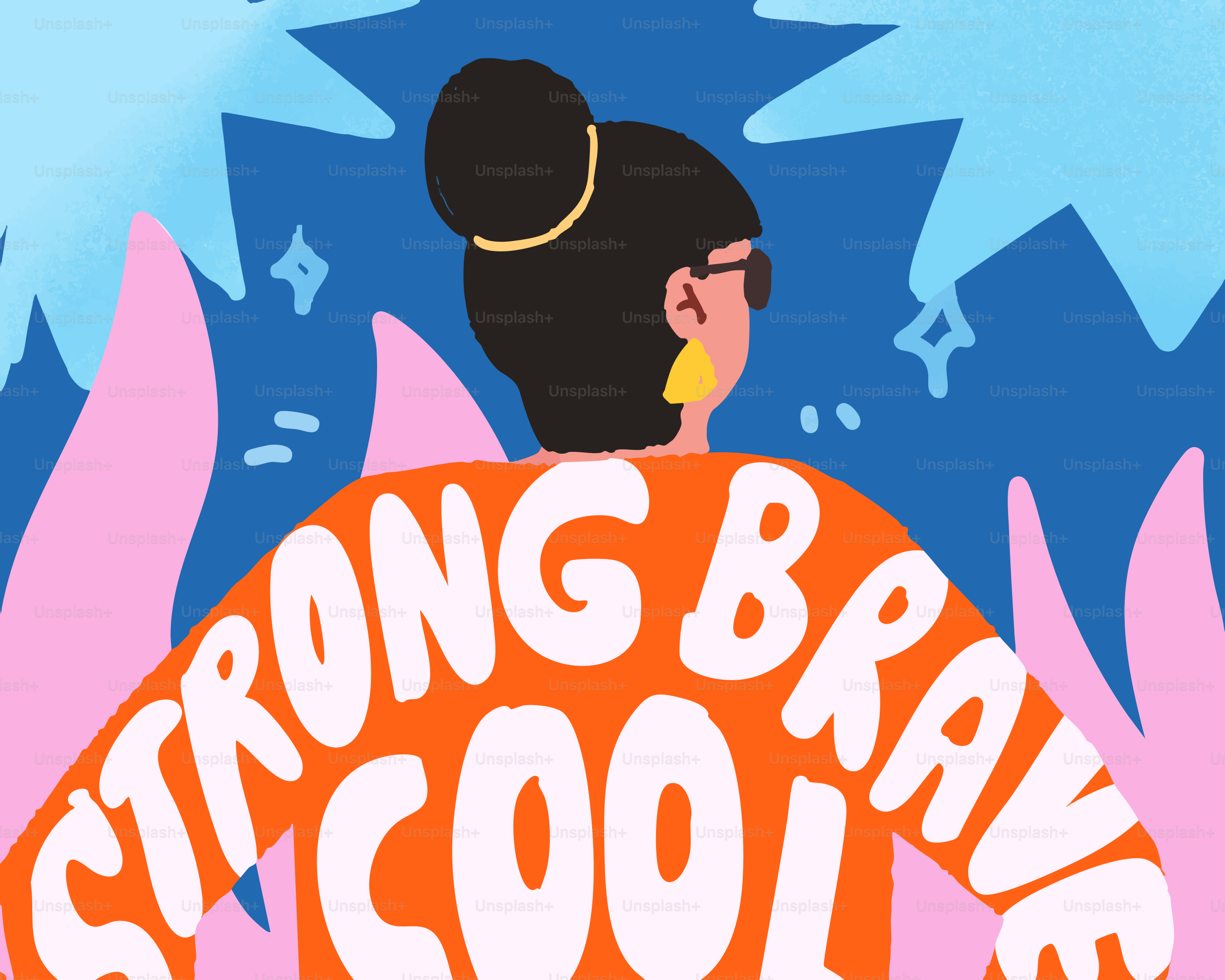 Femme avec un t-shirt « fort courageux cool »