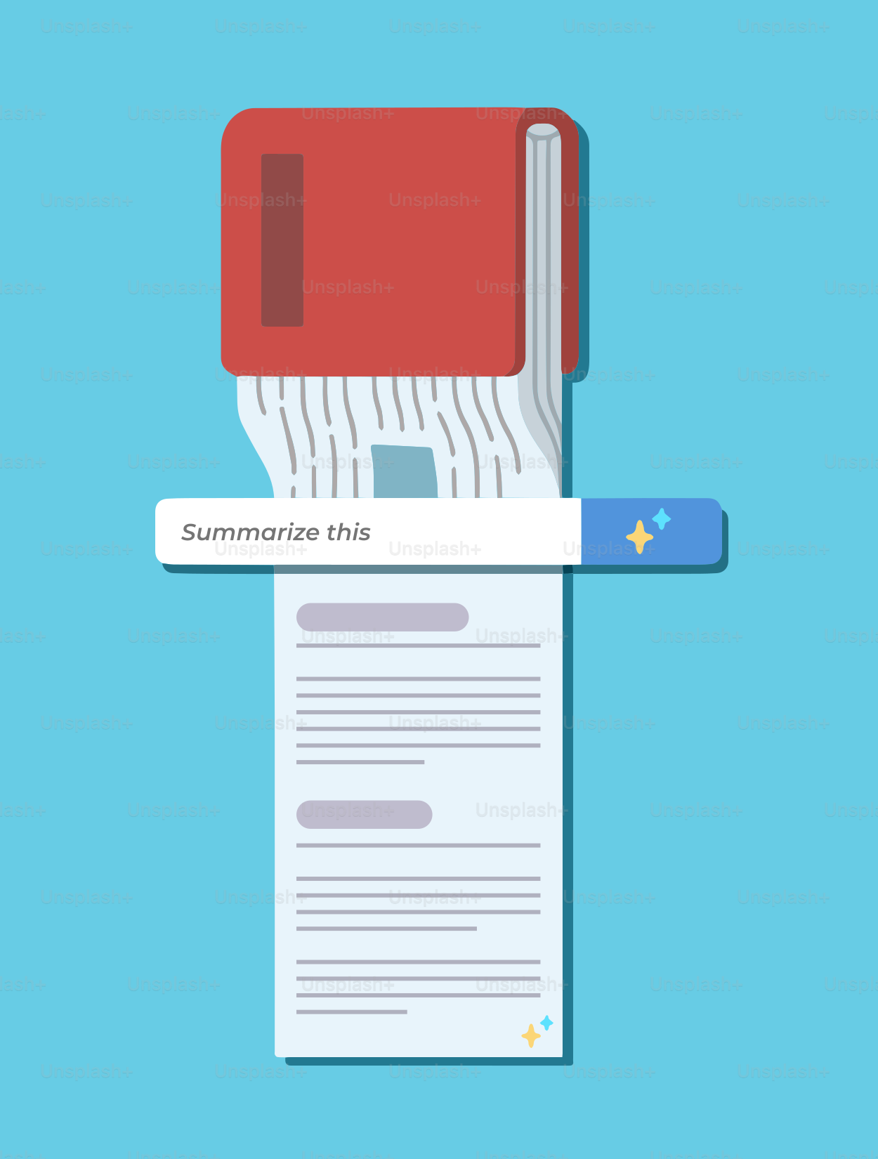 Le document est résumé par un élément abstrait rouge.