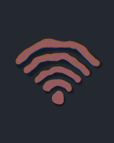 Ein rotes WLAN-Symbol auf dunklem Hintergrund