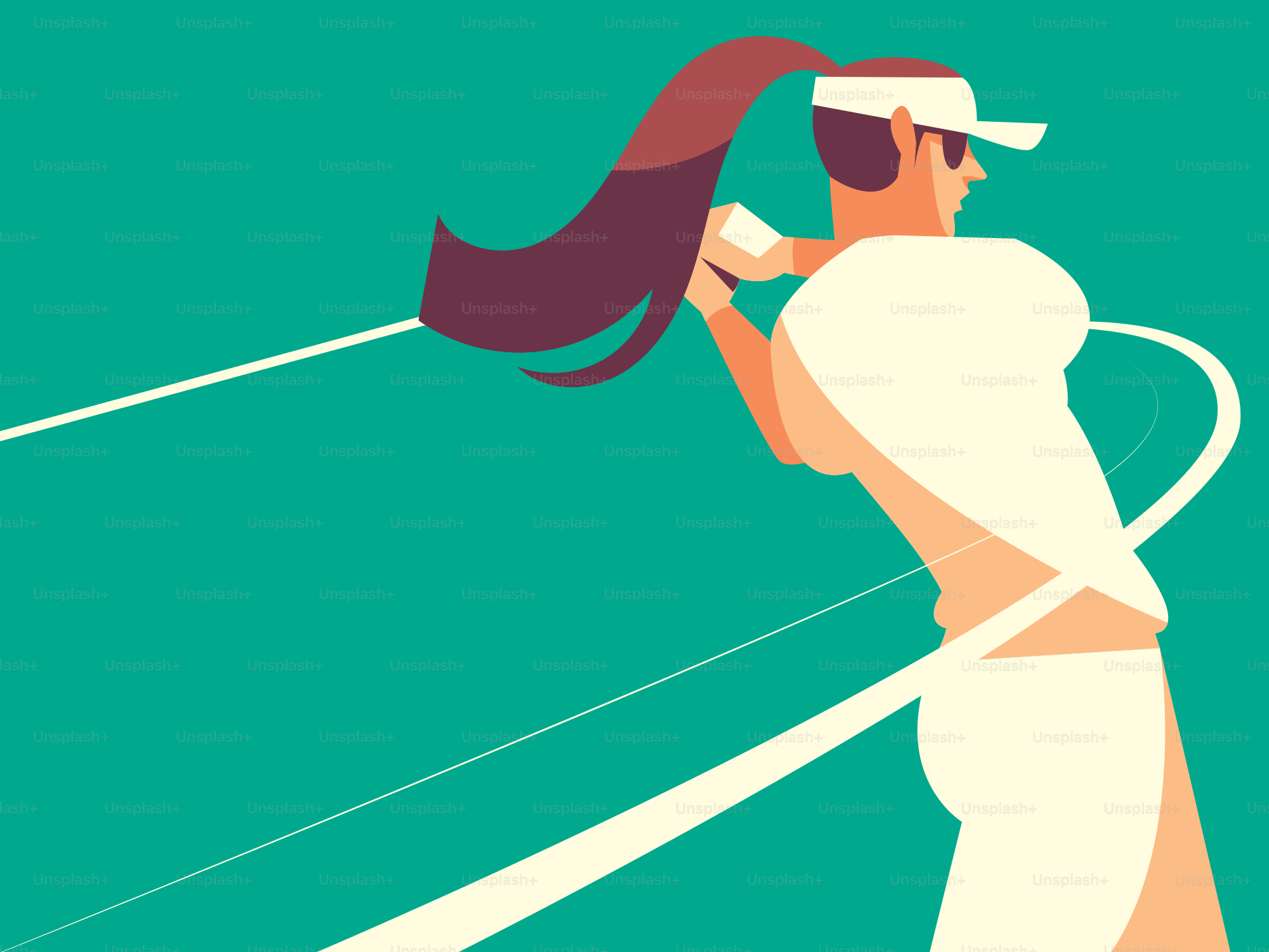 Mujer jugando al tenis con coleta y visera